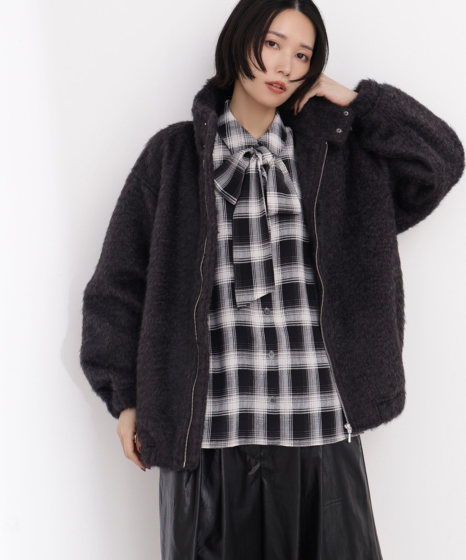  「スタンドネックシャギーブルゾン」|ブルゾン・スタジャン|