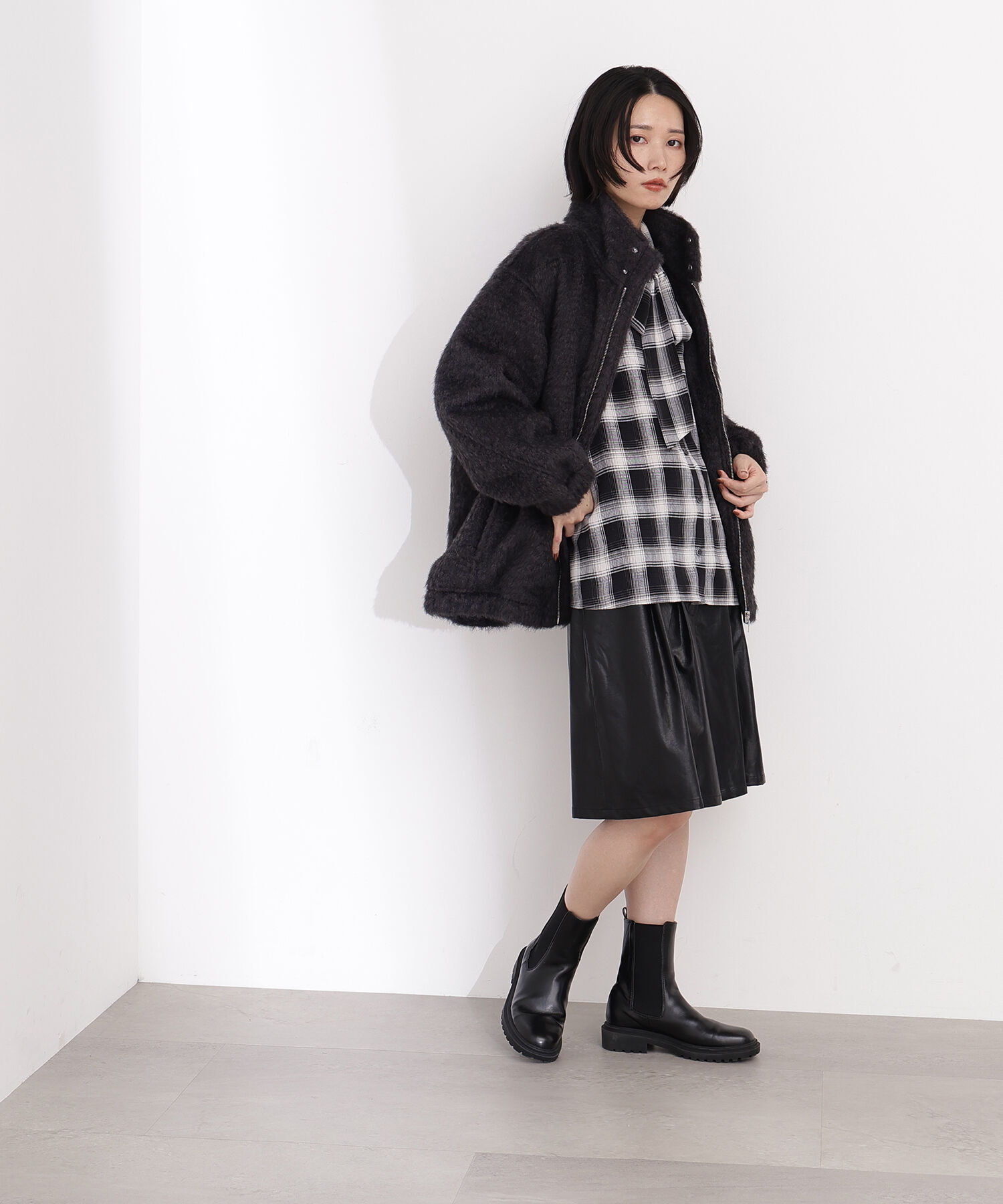  「スタンドネックシャギーブルゾン」|ブルゾン・スタジャン|