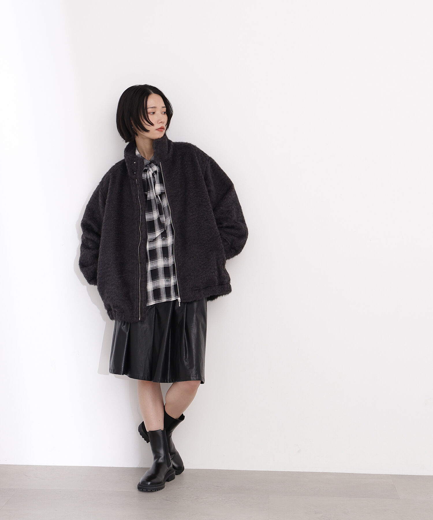  「スタンドネックシャギーブルゾン」|ブルゾン・スタジャン|