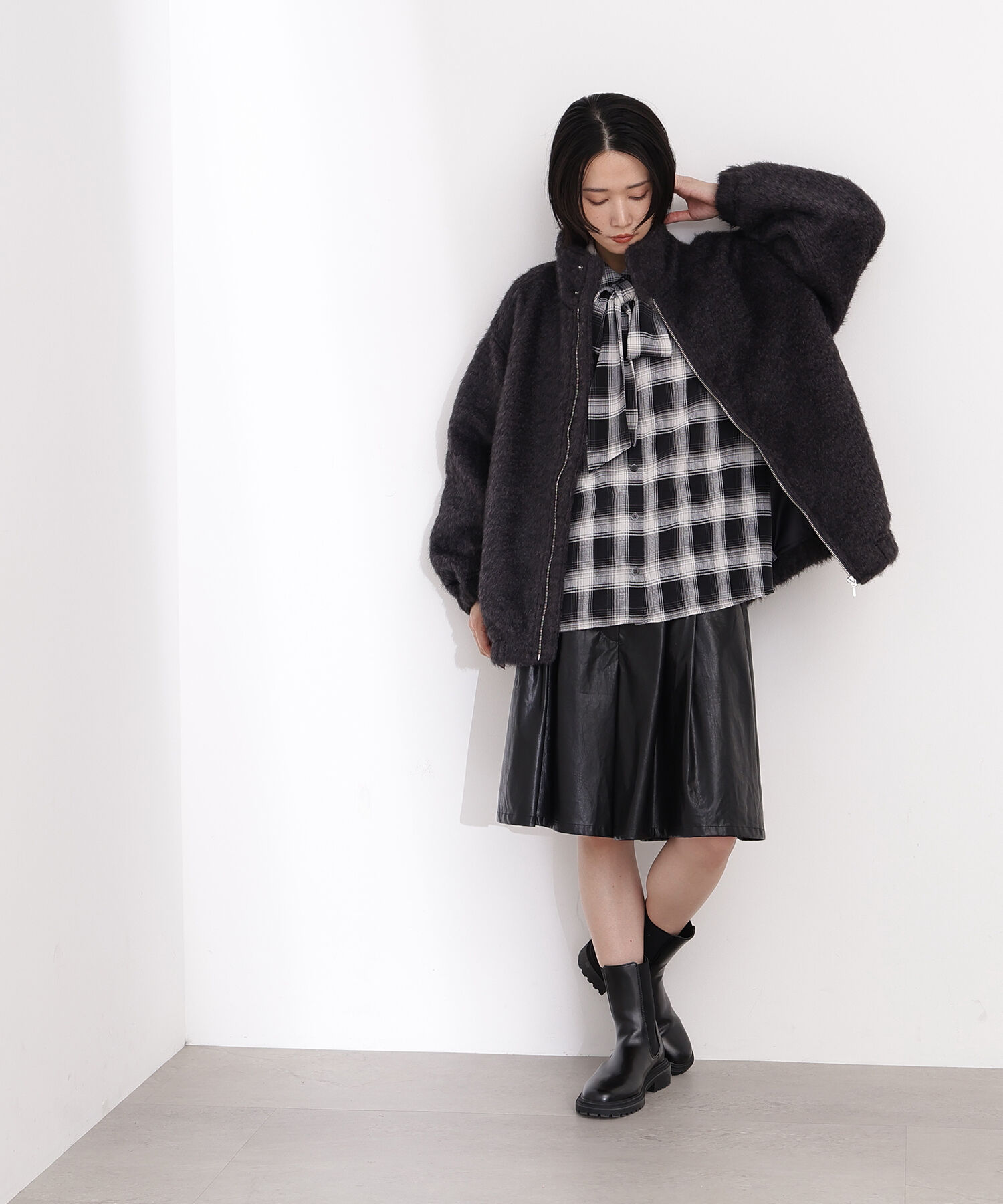  「スタンドネックシャギーブルゾン」|ブルゾン・スタジャン|