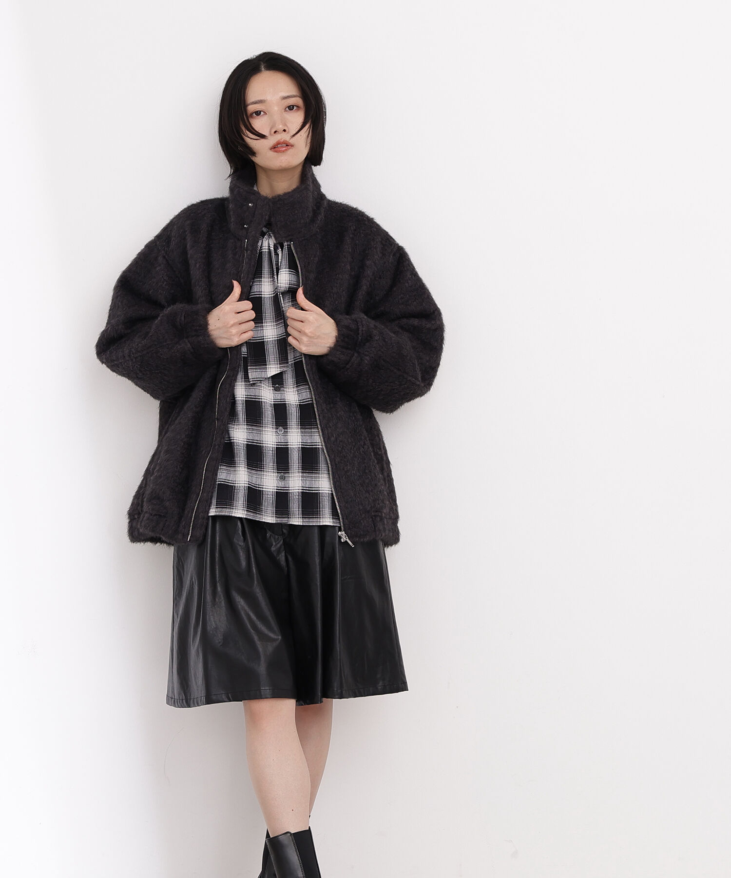  「スタンドネックシャギーブルゾン」|ブルゾン・スタジャン|