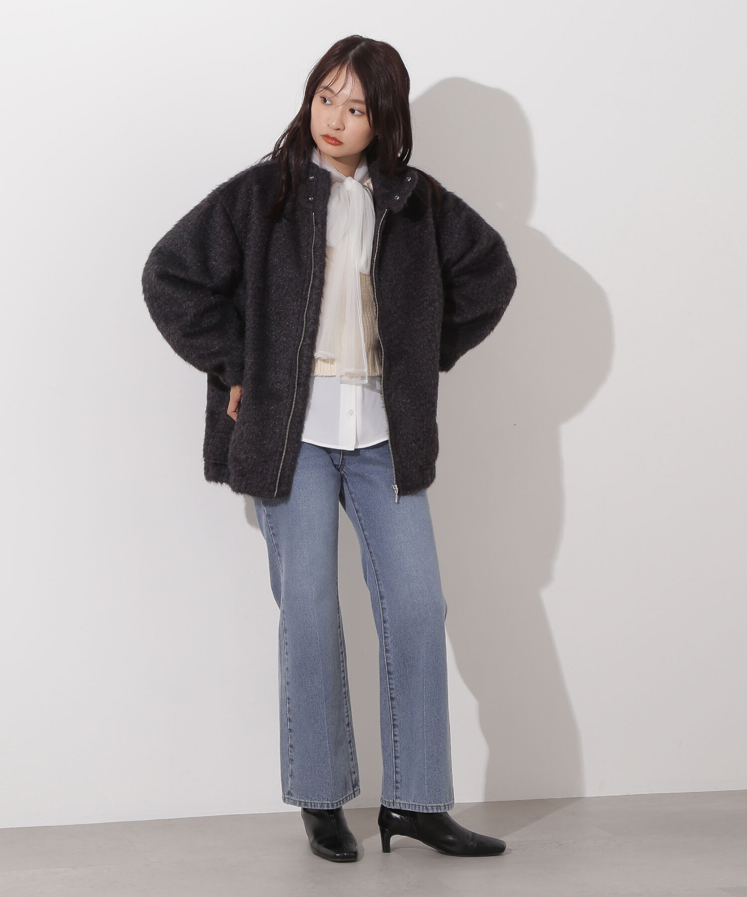  「スタンドネックシャギーブルゾン」|ブルゾン・スタジャン|