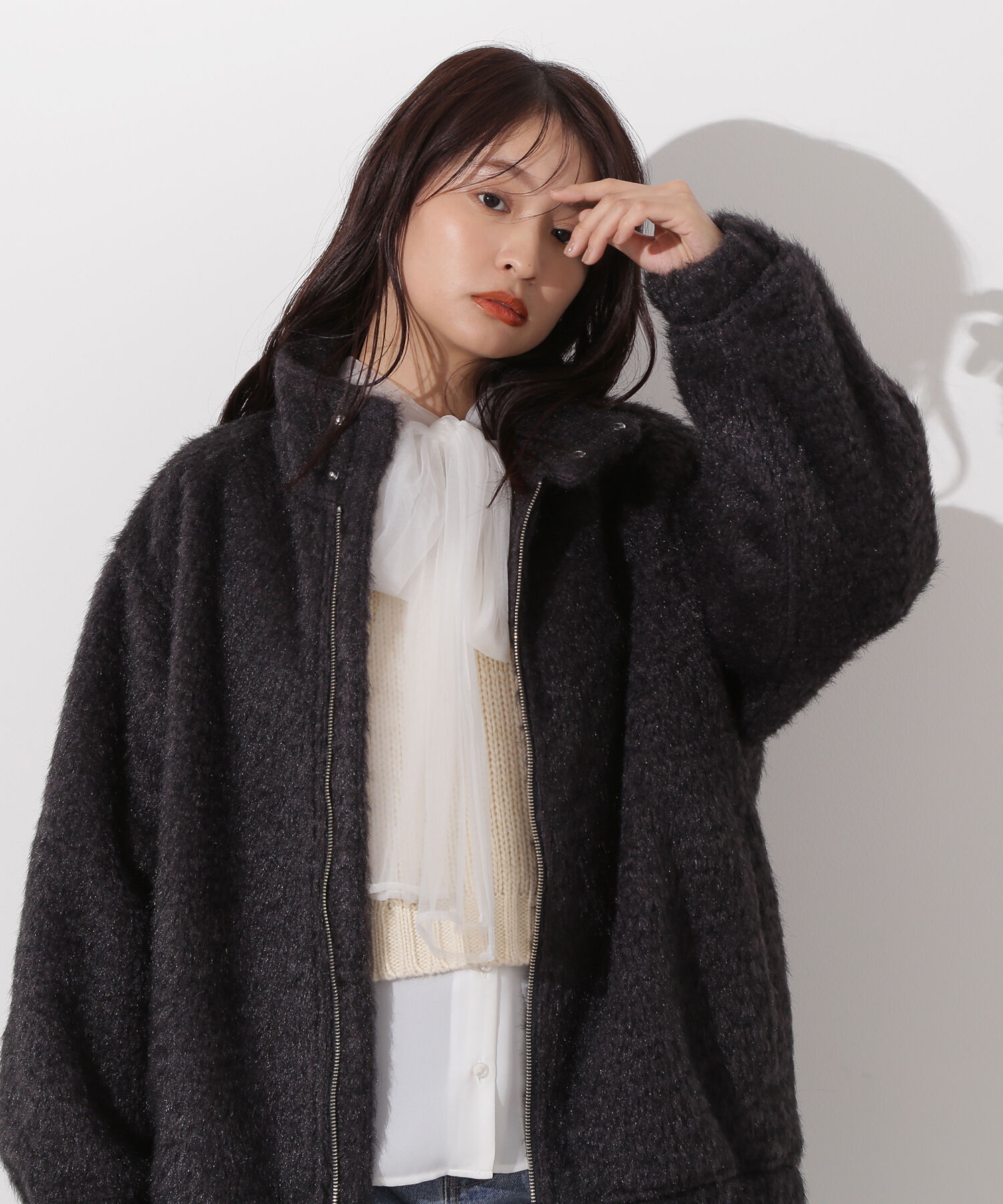  「スタンドネックシャギーブルゾン」|ブルゾン・スタジャン|