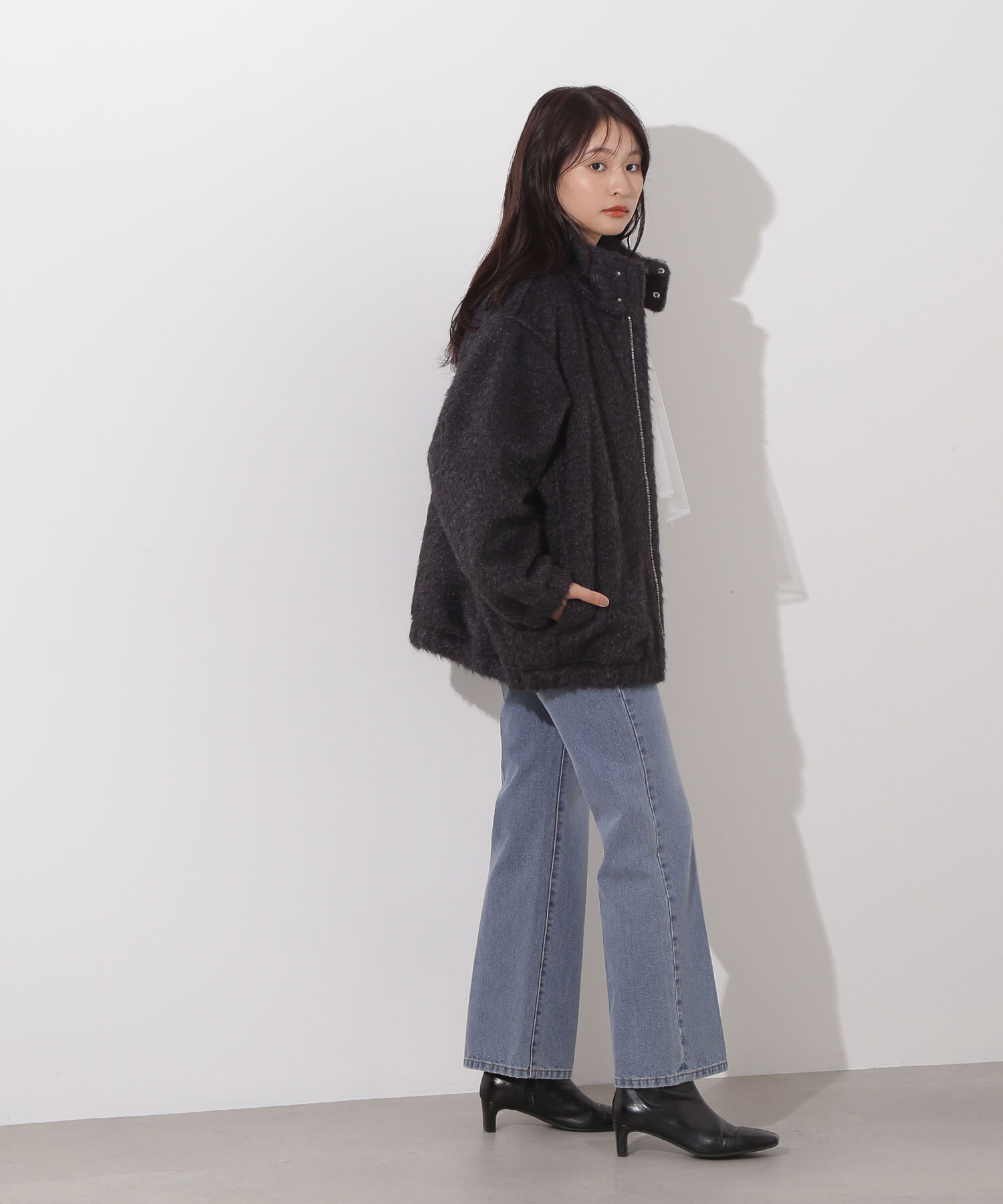  「スタンドネックシャギーブルゾン」|ブルゾン・スタジャン|