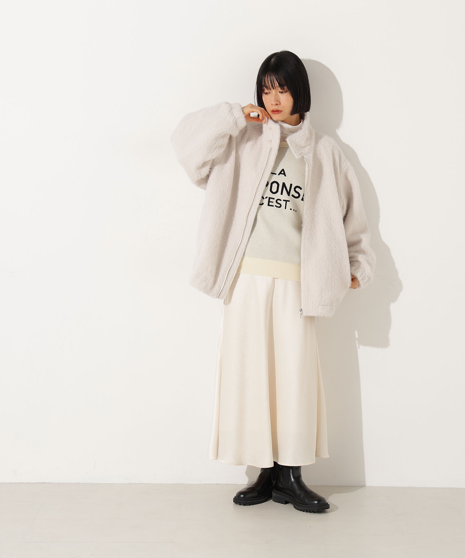  「スタンドネックシャギーブルゾン」|ブルゾン・スタジャン|