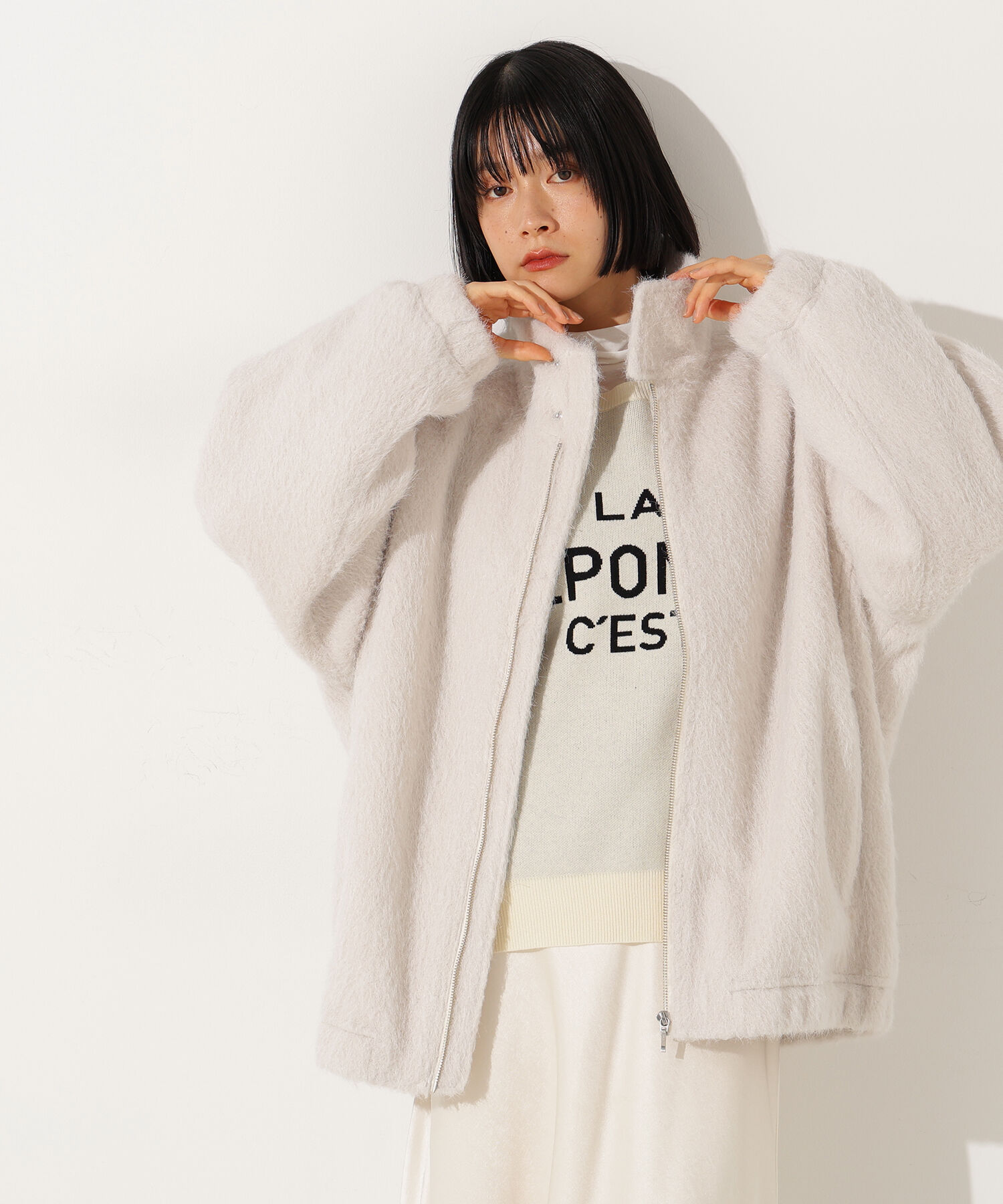  「スタンドネックシャギーブルゾン」|ブルゾン・スタジャン|