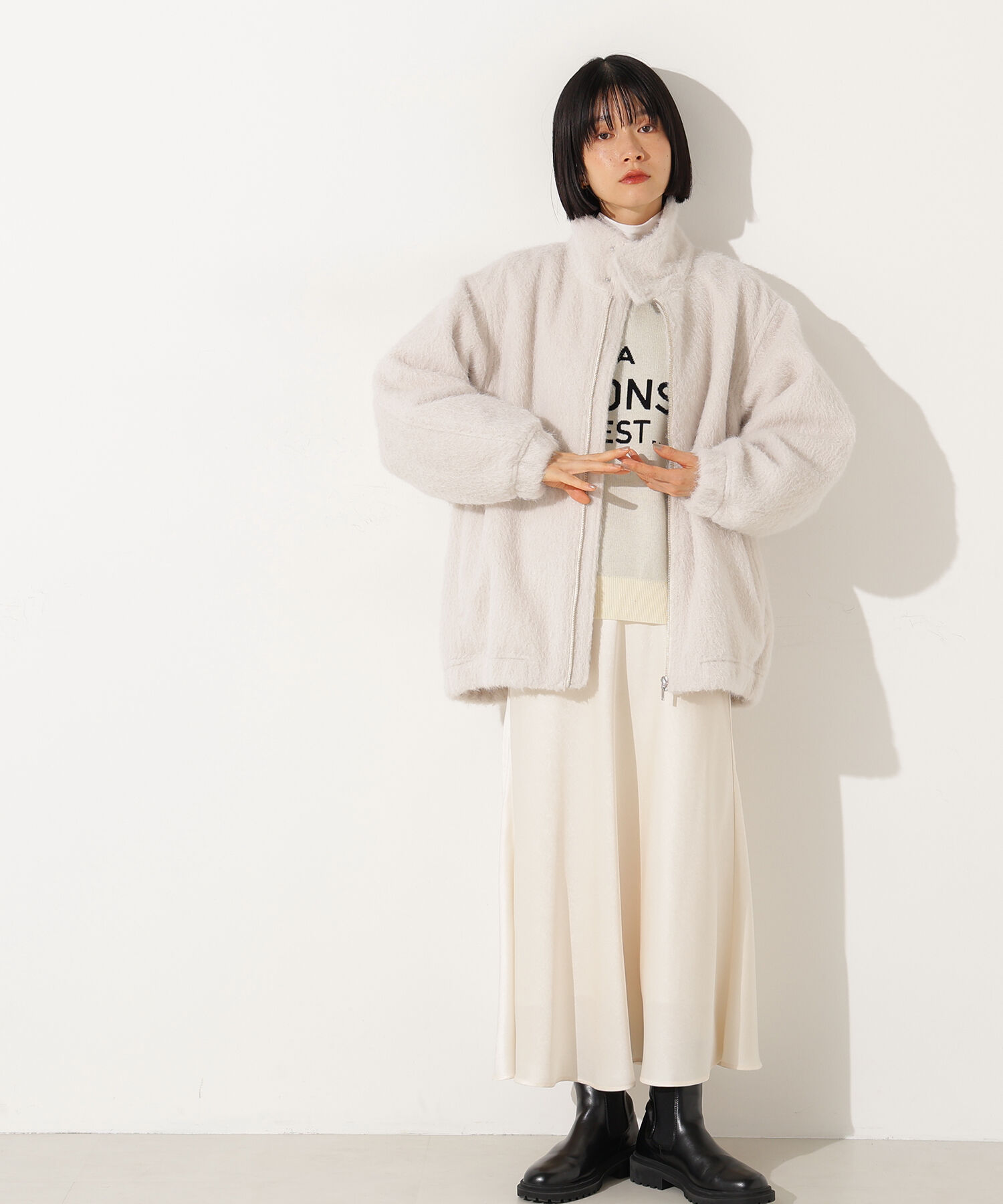  「スタンドネックシャギーブルゾン」|ブルゾン・スタジャン|