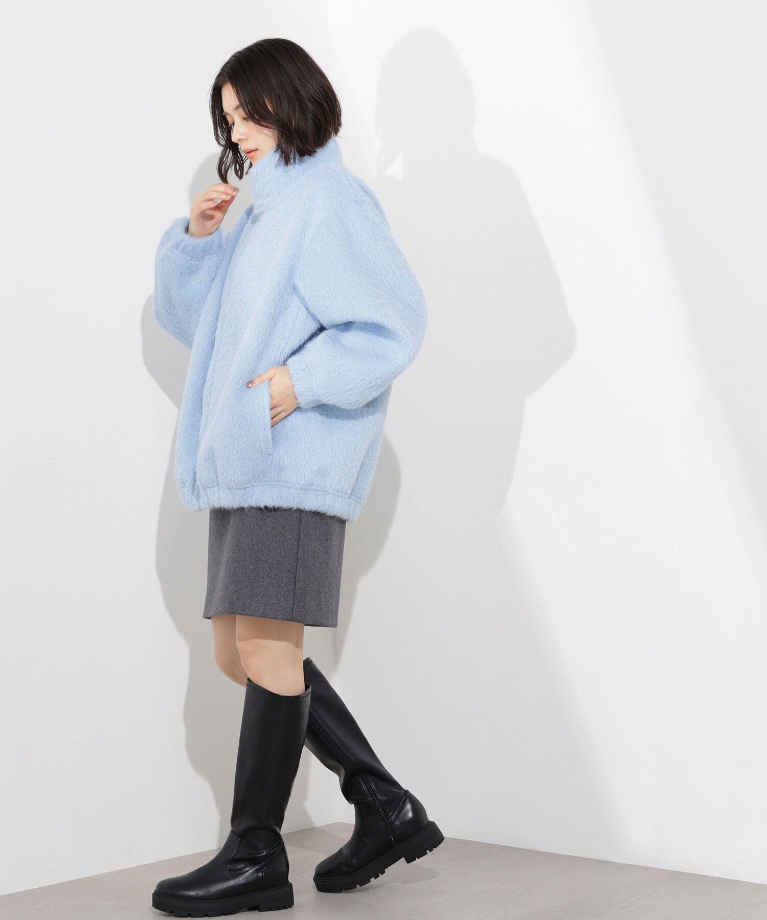  「スタンドネックシャギーブルゾン」|ブルゾン・スタジャン|