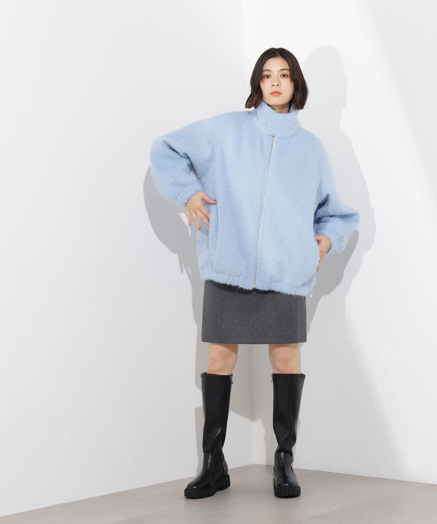  「スタンドネックシャギーブルゾン」|ブルゾン・スタジャン|