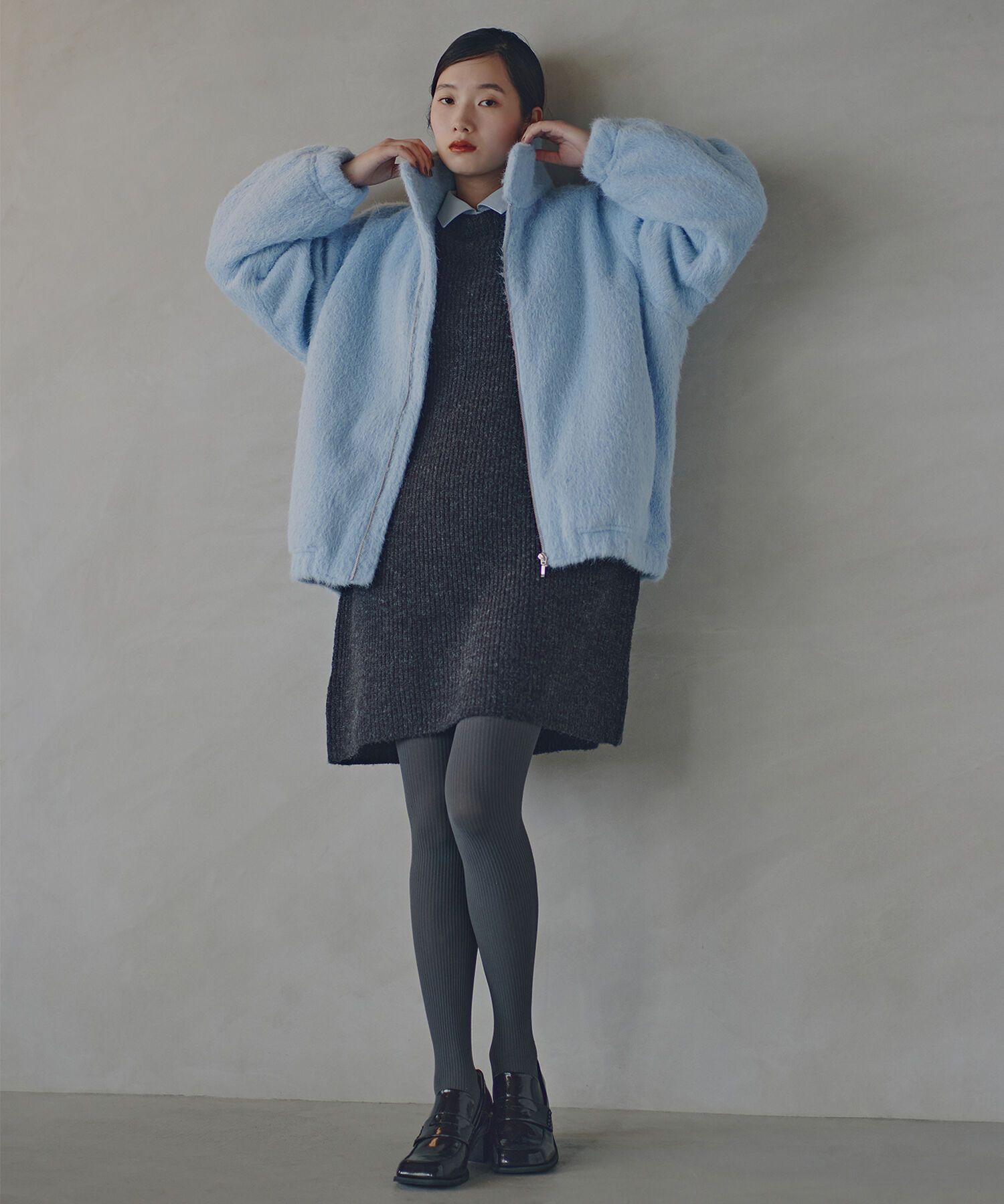  「スタンドネックシャギーブルゾン」|ブルゾン・スタジャン|