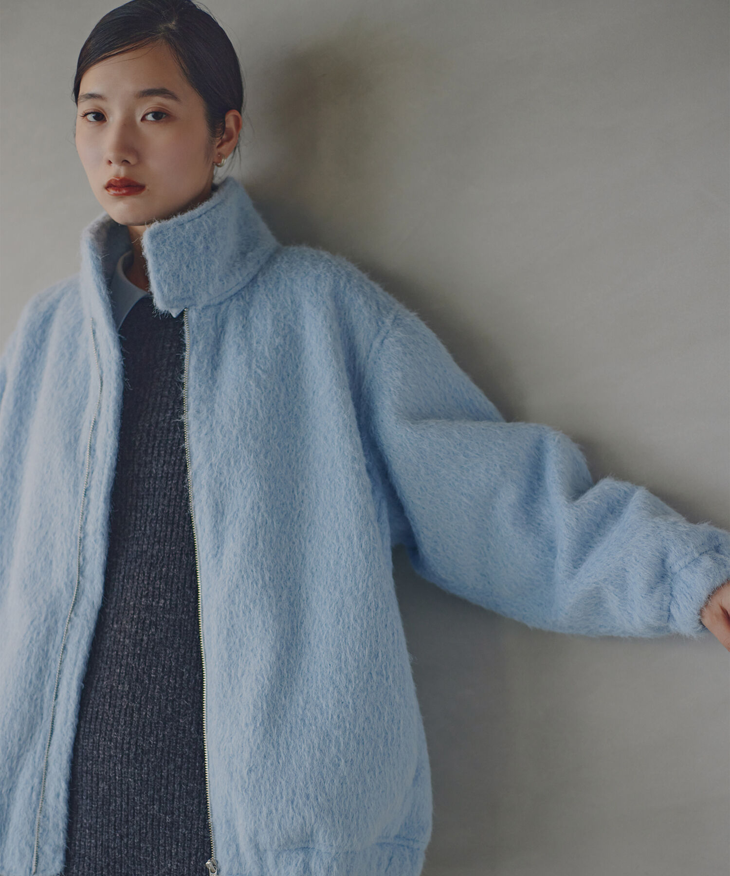  「スタンドネックシャギーブルゾン」|ブルゾン・スタジャン|