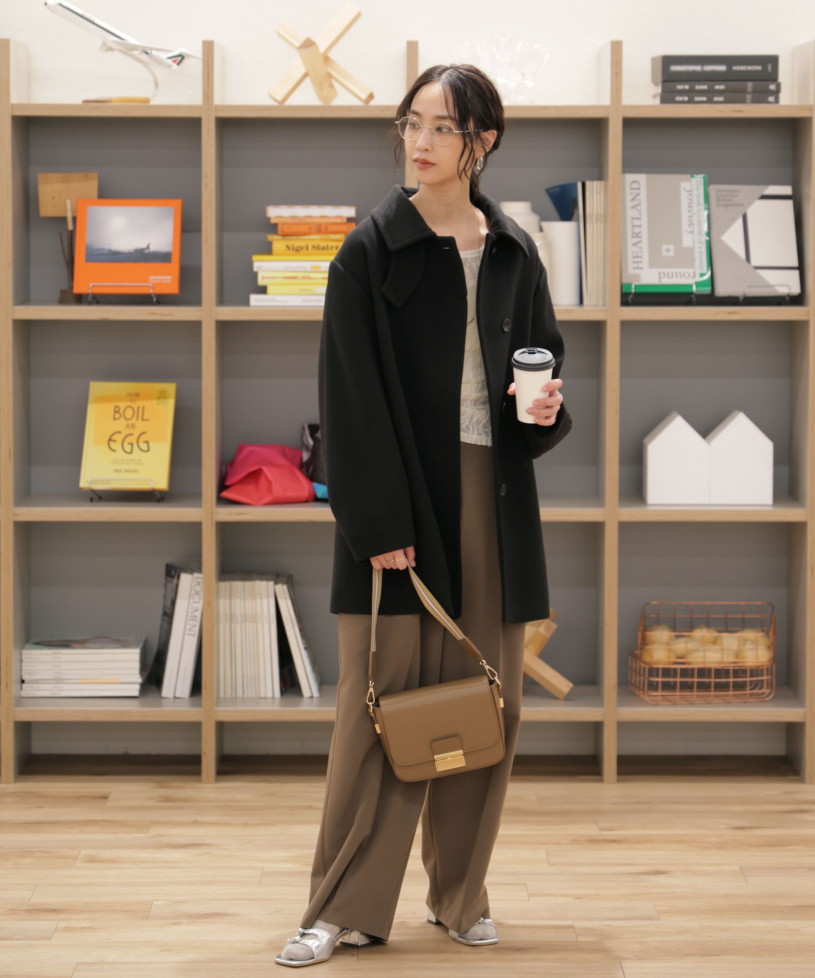  「スタンドカラーミドル丈ツイードコート」|その他|