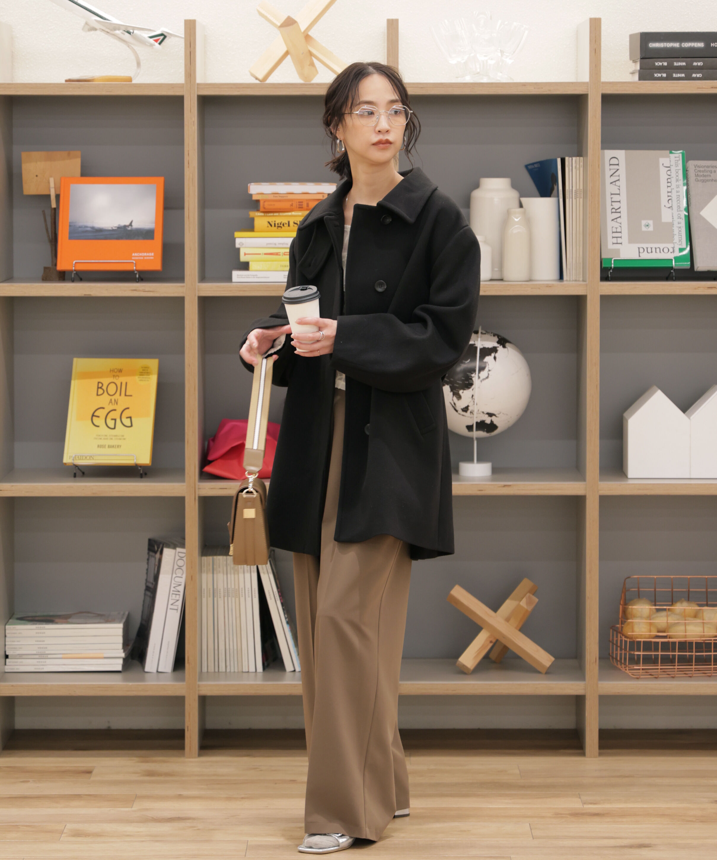  「スタンドカラーミドル丈ツイードコート」|その他|