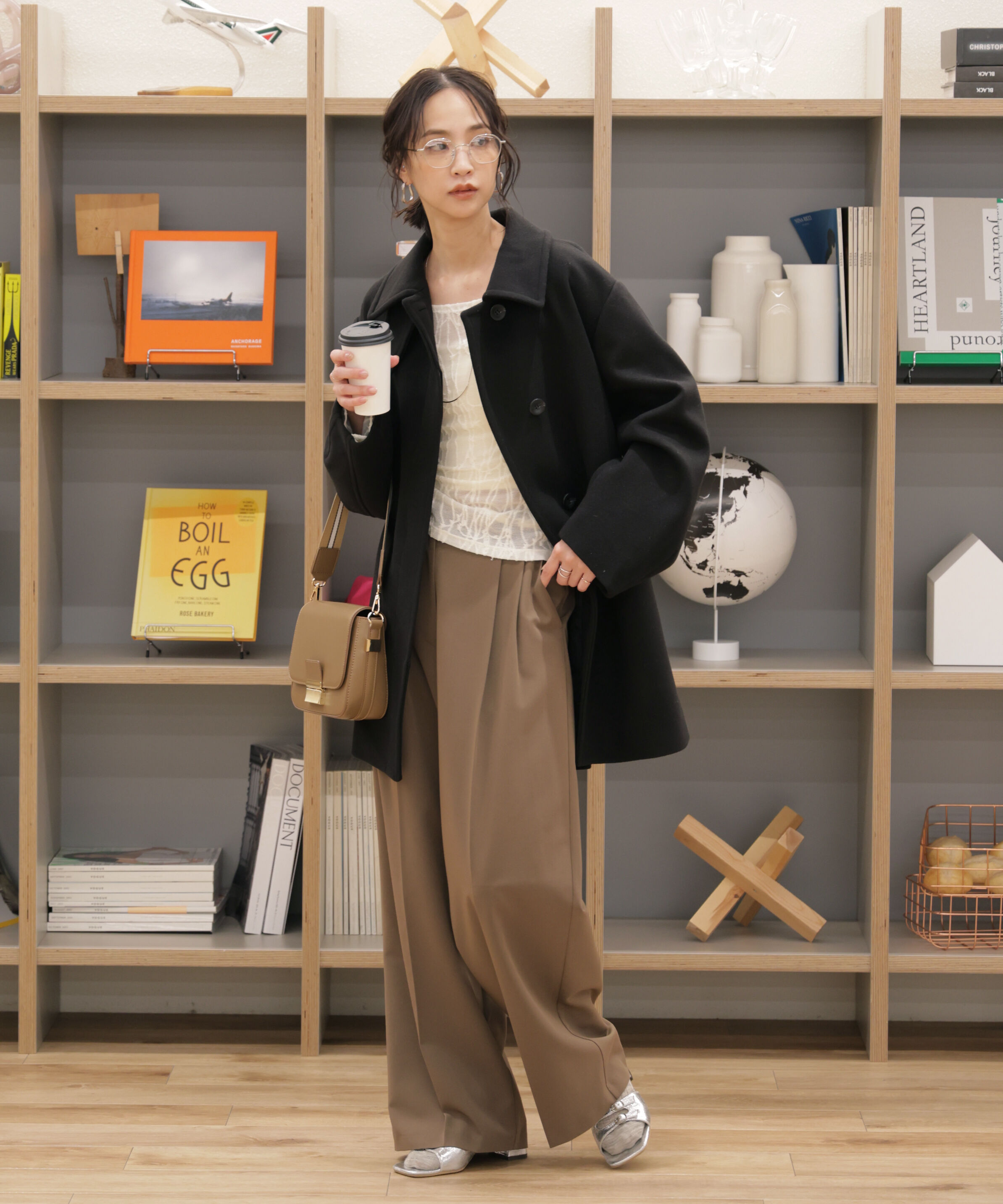  「スタンドカラーミドル丈ツイードコート」|その他|