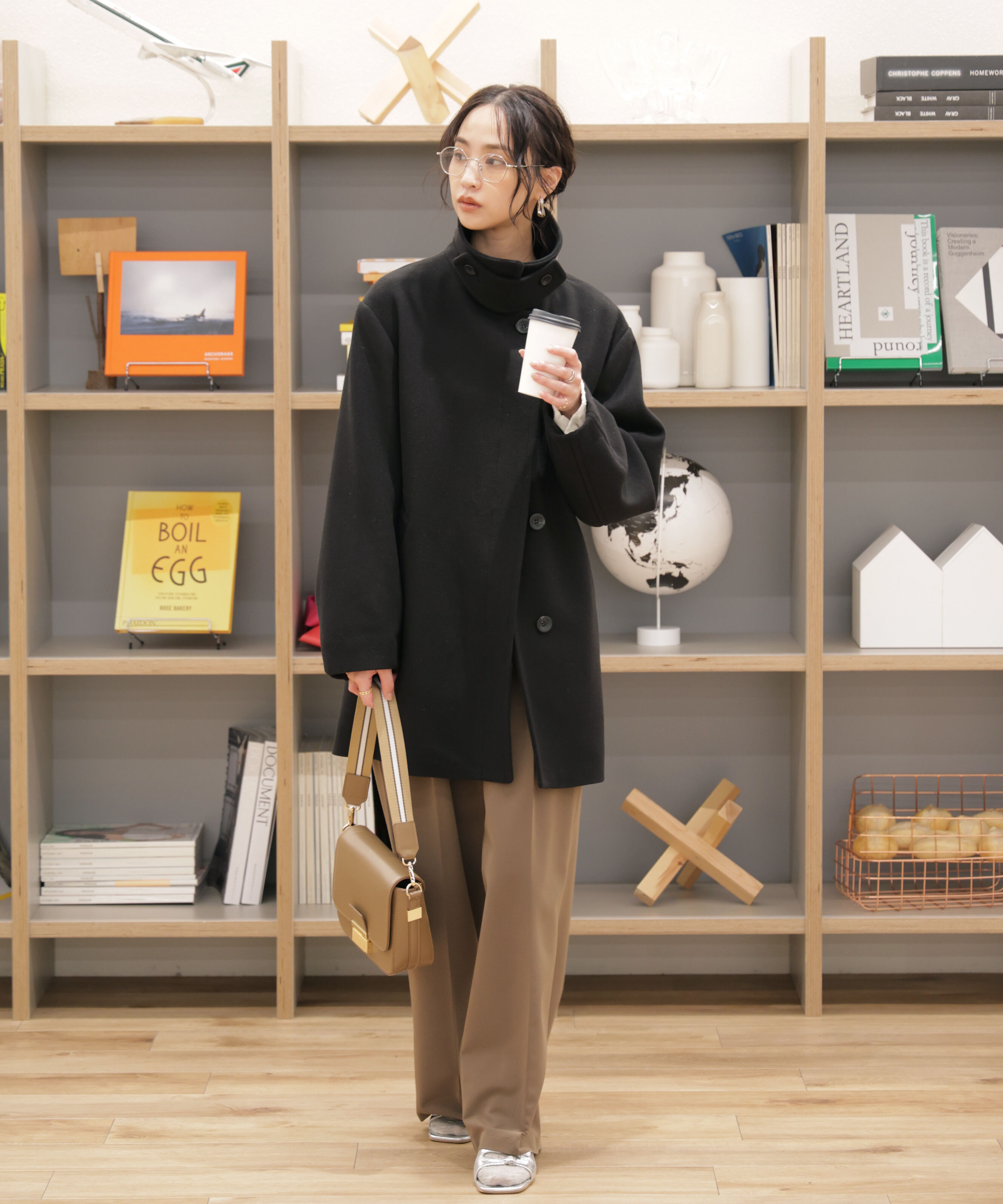  「スタンドカラーミドル丈ツイードコート」|その他|