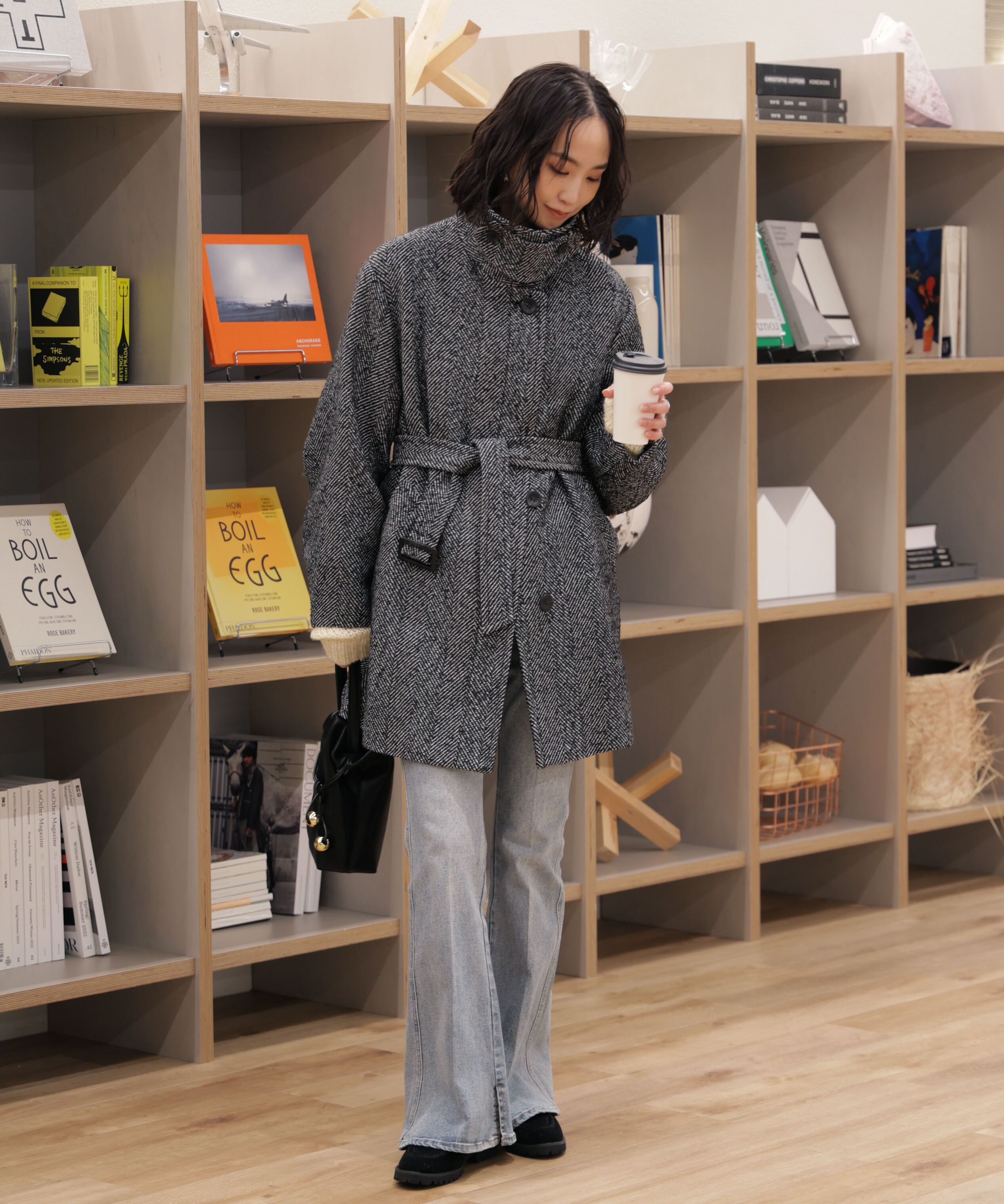  「スタンドカラーミドル丈ツイードコート」|その他|