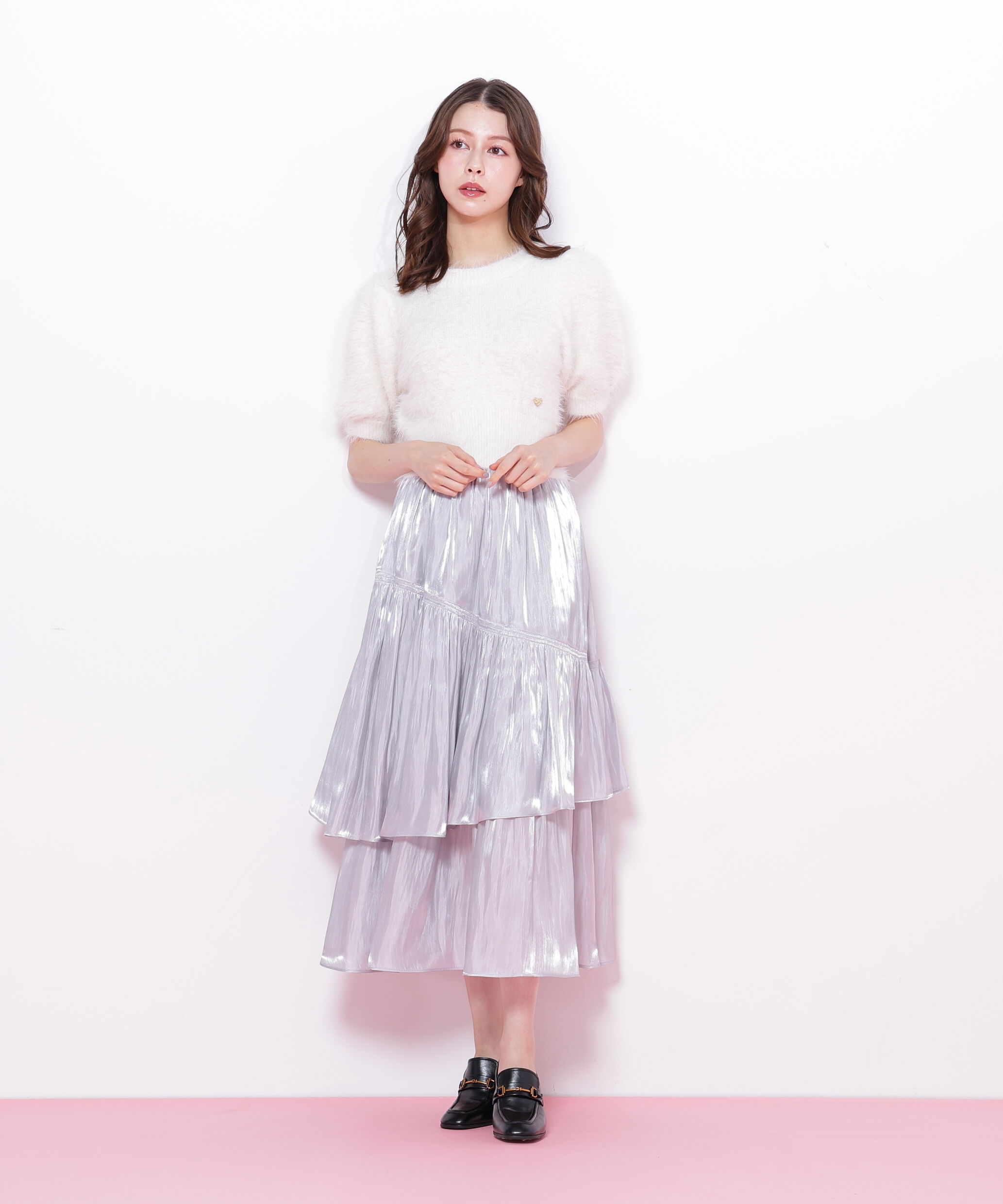  「ハートプレート付きフェザーニット」|ニット・セーター|