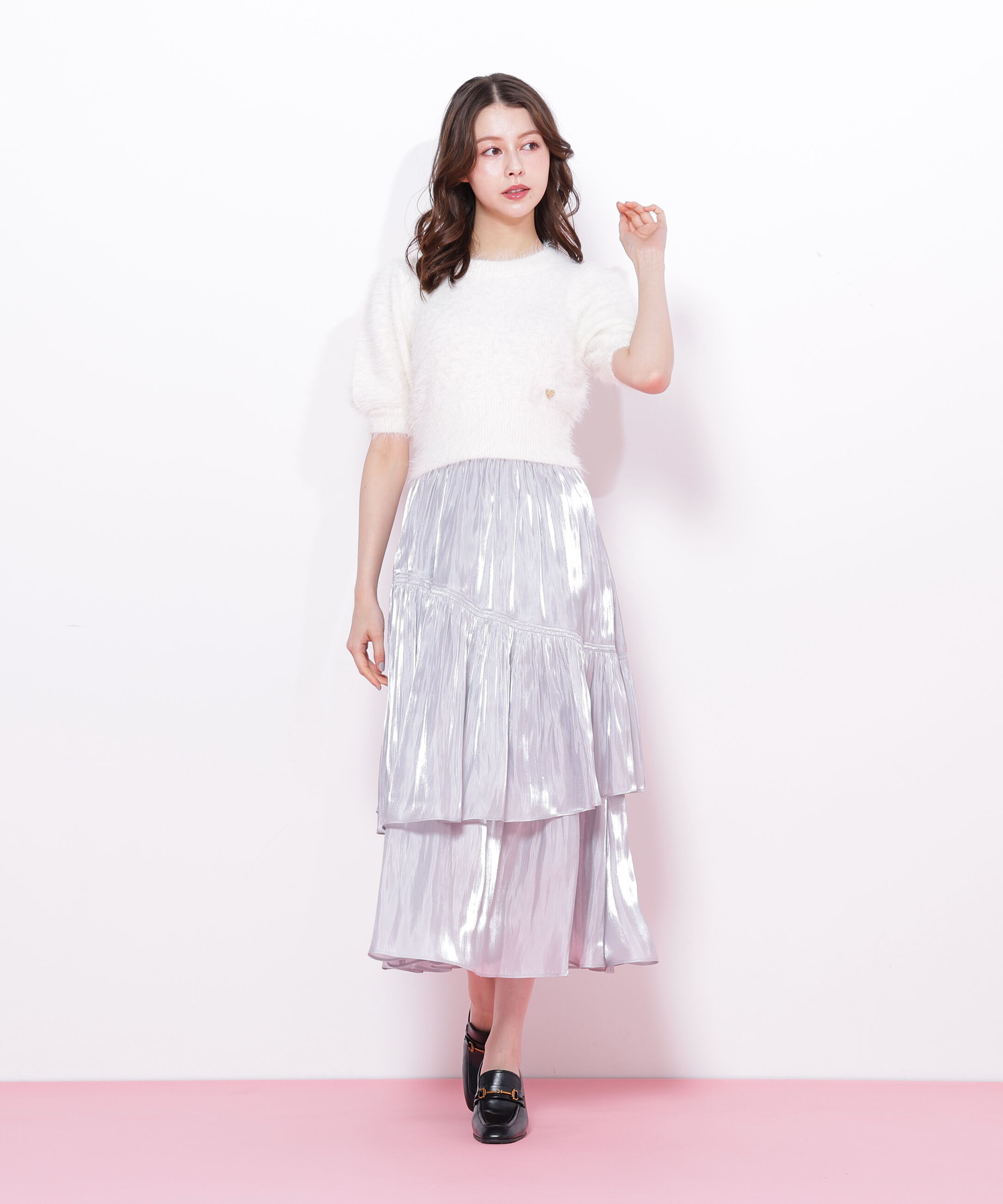  「ハートプレート付きフェザーニット」|ニット・セーター|