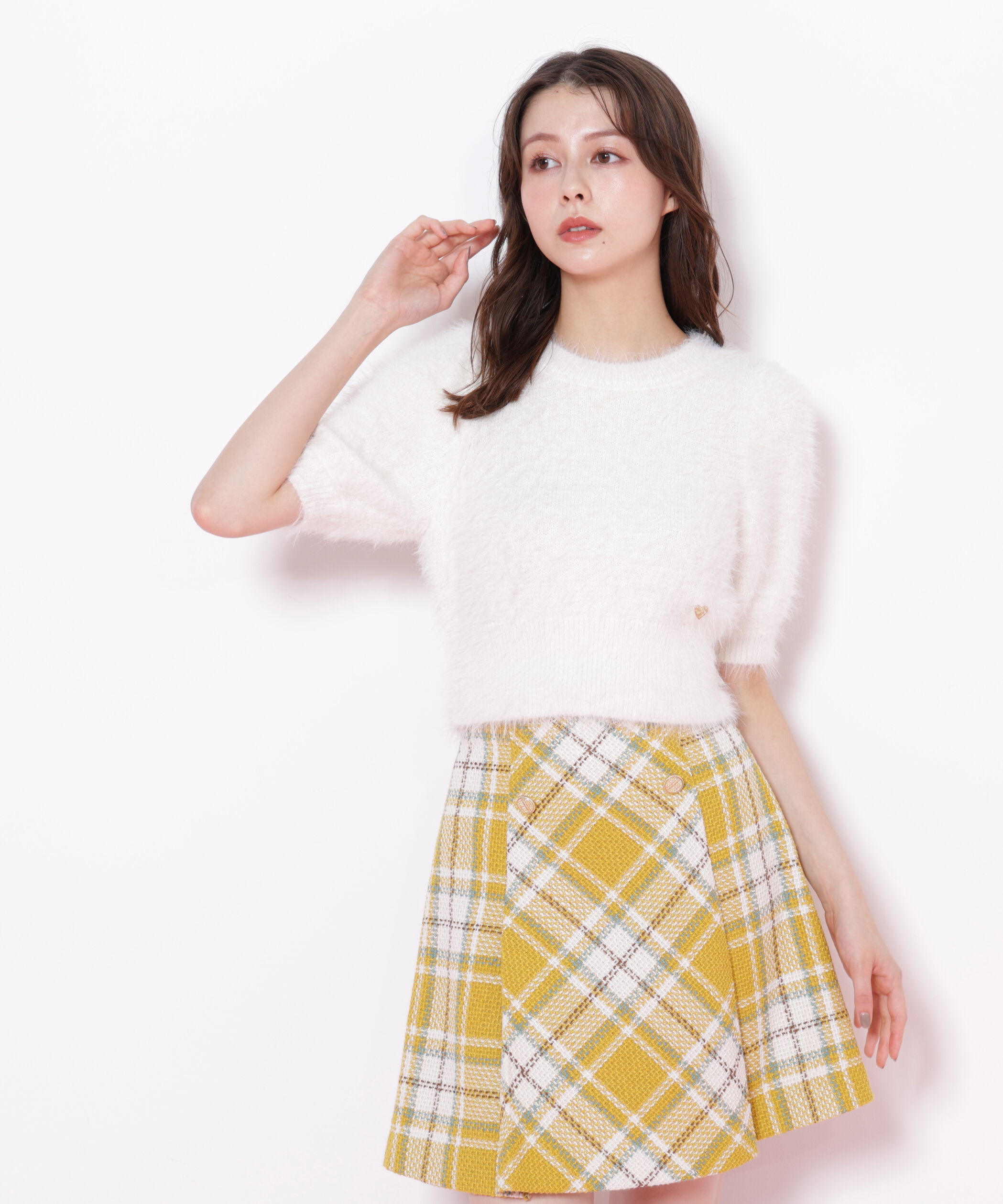  「ハートプレート付きフェザーニット」|ニット・セーター|