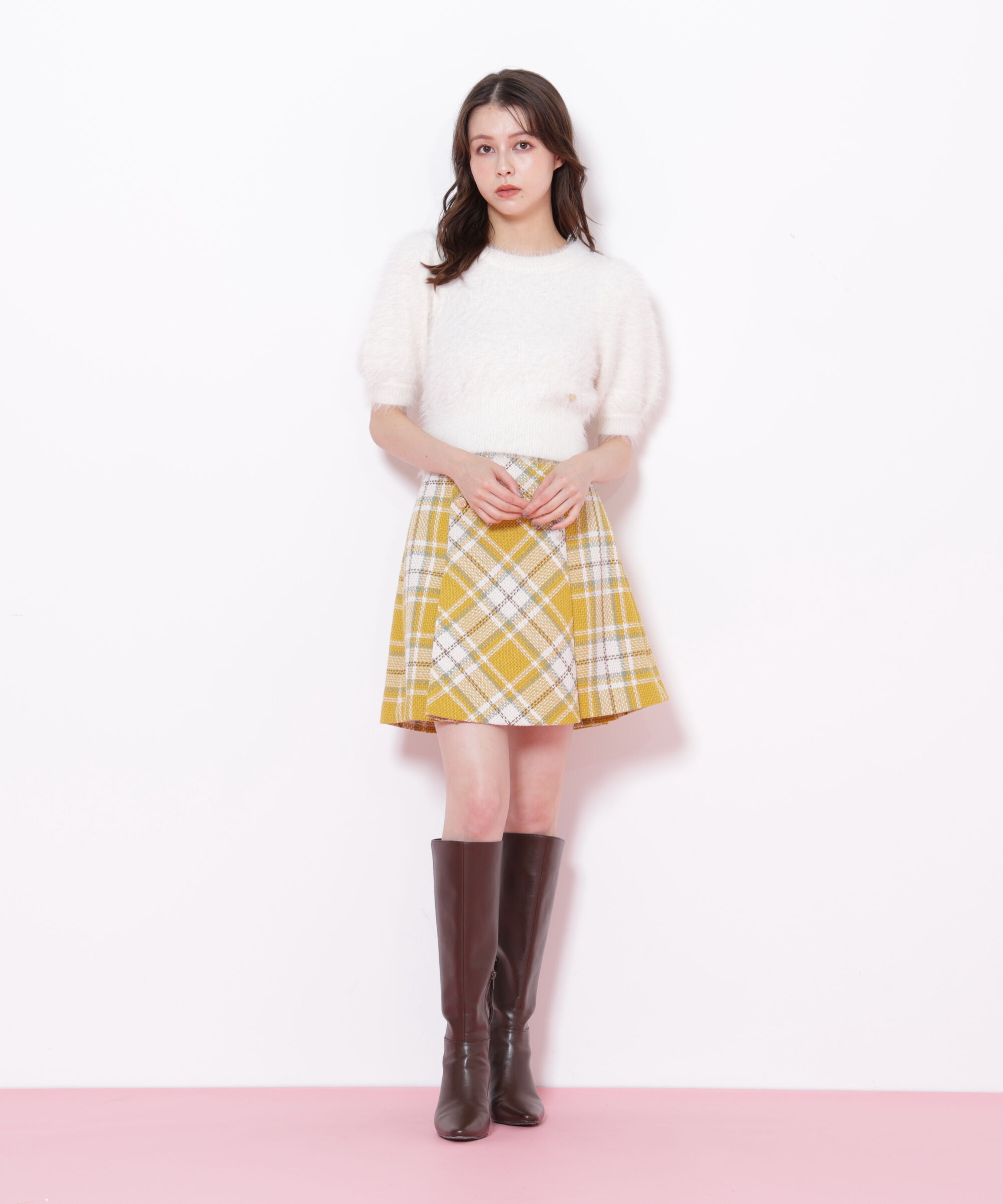  「ハートプレート付きフェザーニット」|ニット・セーター|