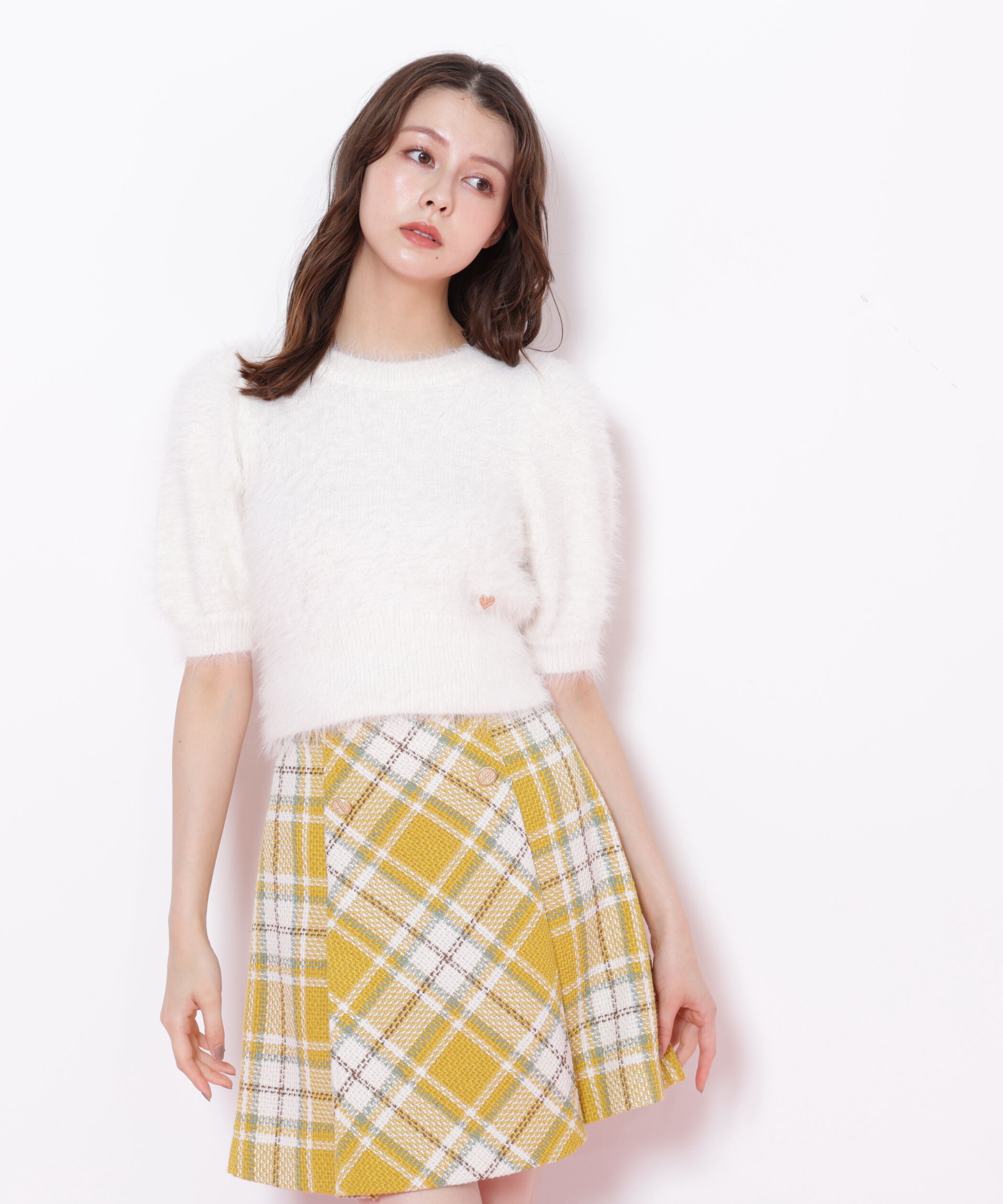  「ハートプレート付きフェザーニット」|ニット・セーター|