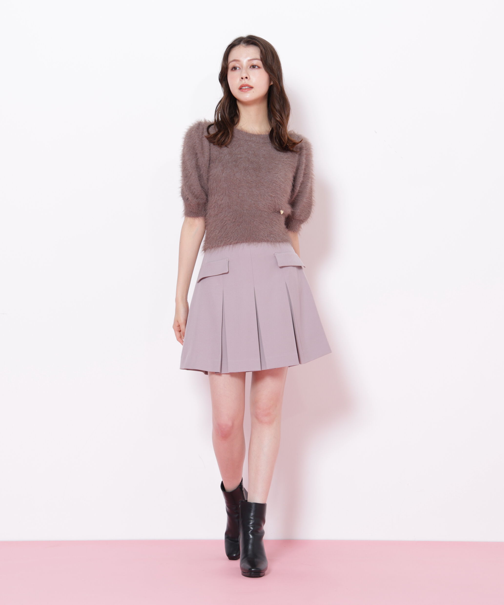  「ハートプレート付きフェザーニット」|ニット・セーター|