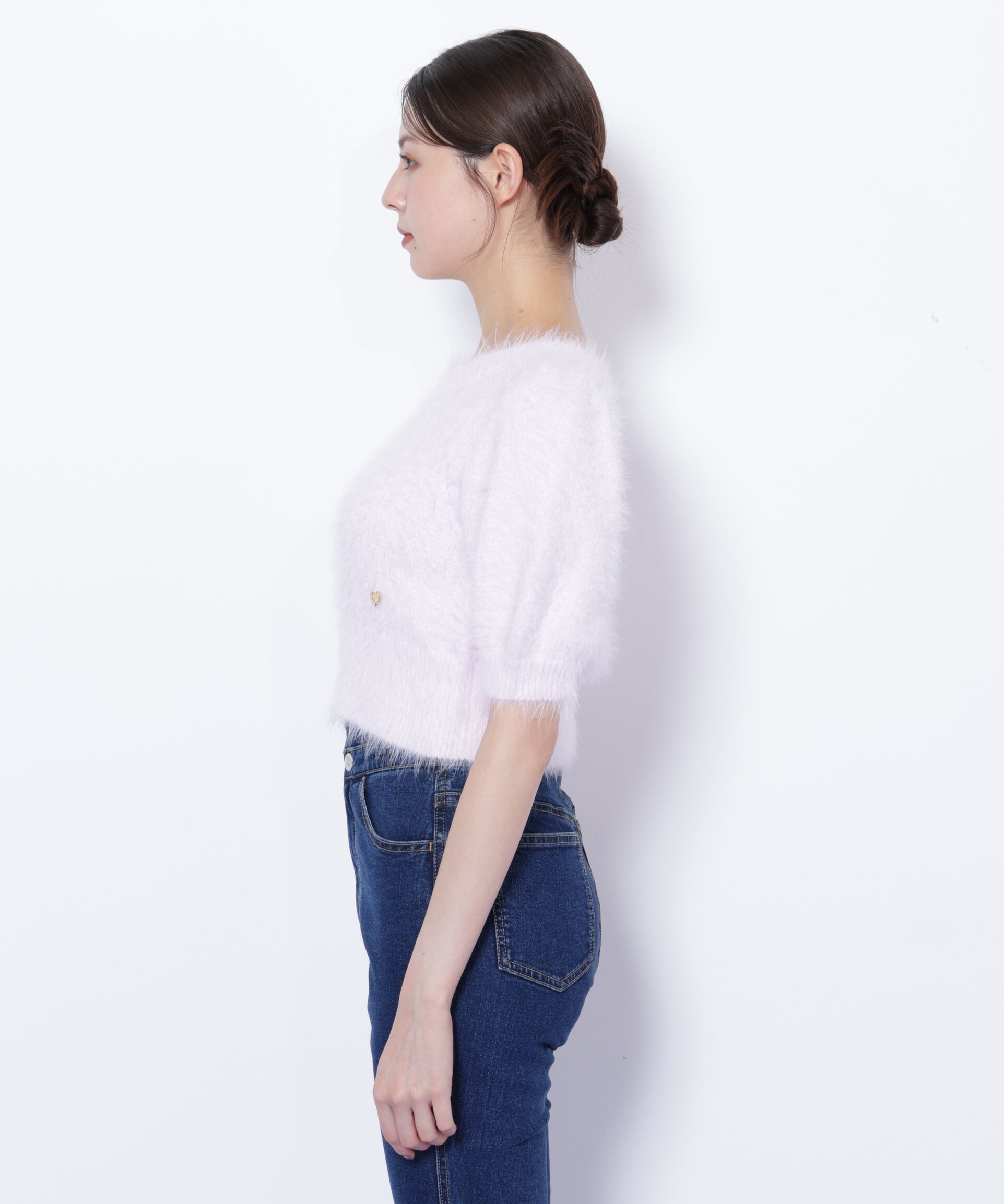  「ハートプレート付きフェザーニット」|ニット・セーター|