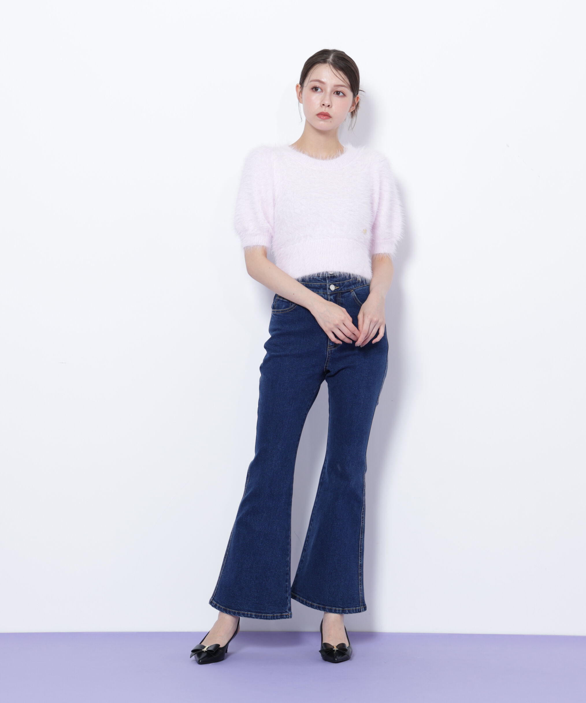  「ハートプレート付きフェザーニット」|ニット・セーター|