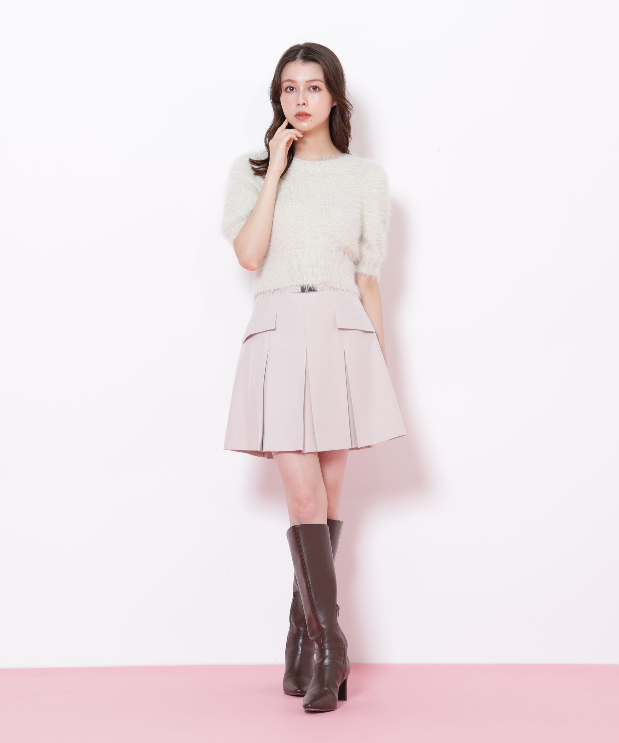  「ハートプレート付きフェザーニット」|ニット・セーター|