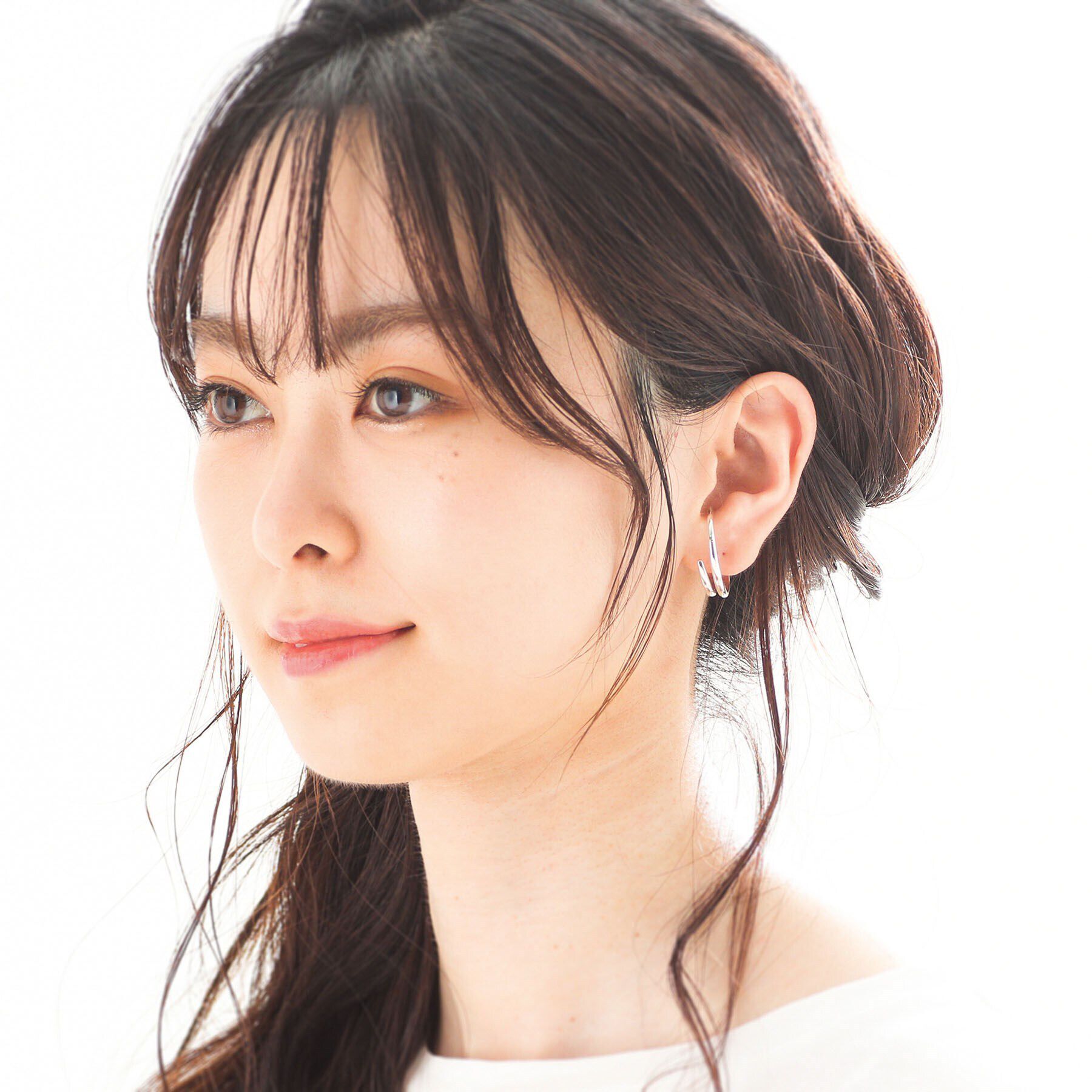 COCOSHNIK「シルバー ダブルフープ月甲 イヤーカフ」|イヤリング|