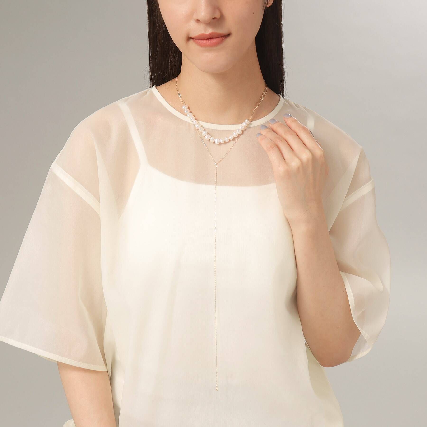 COCOSHNIK「K10フラッシュアズキ Yネックレス」|ネックレス|