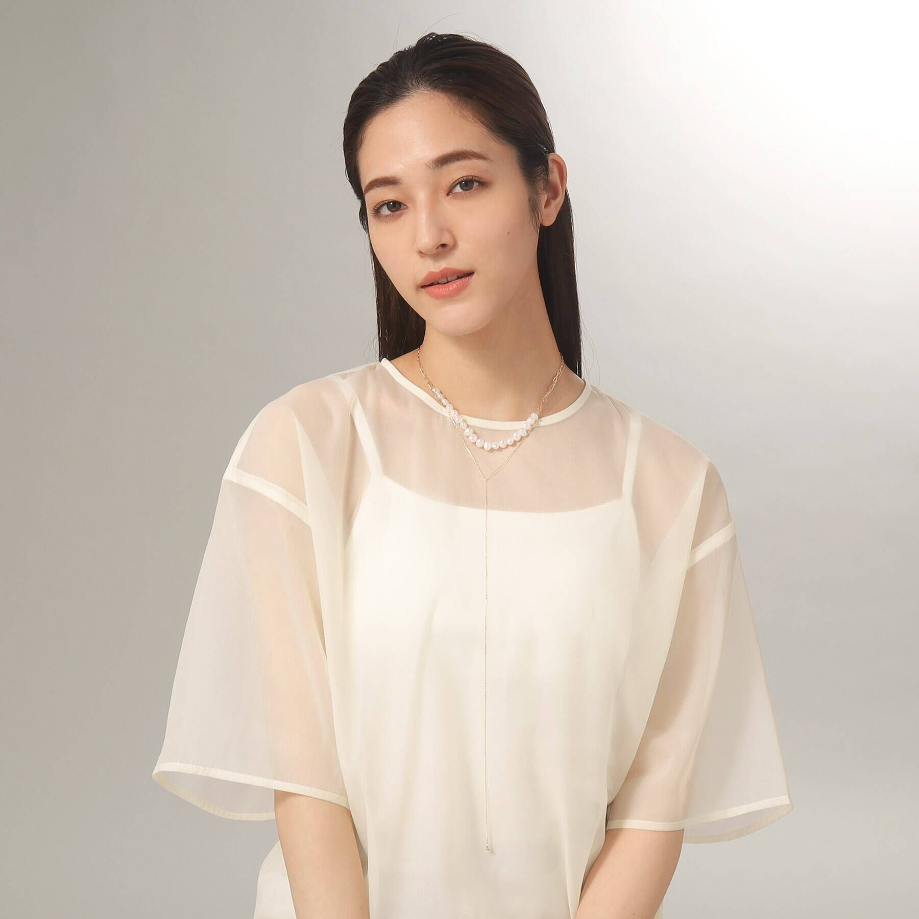 COCOSHNIK「K10フラッシュアズキ Yネックレス」|ネックレス|