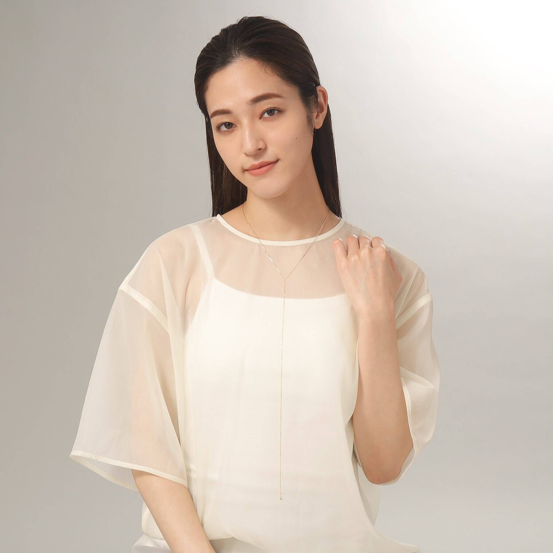 COCOSHNIK「K10フラッシュアズキ Yネックレス」|ネックレス|