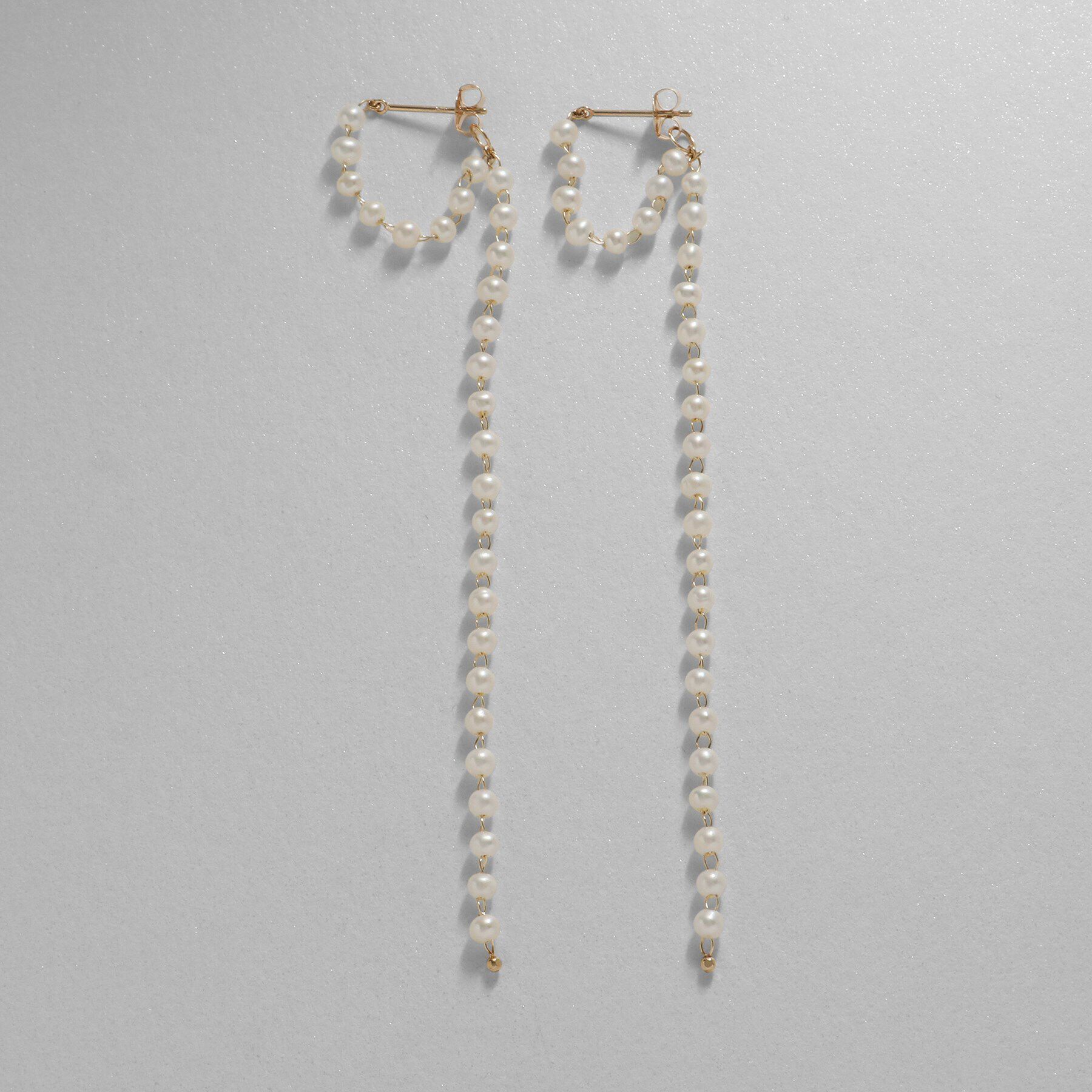 COCOSHNIK「K10パールチェーン ロングフープピアス」|ピアス|