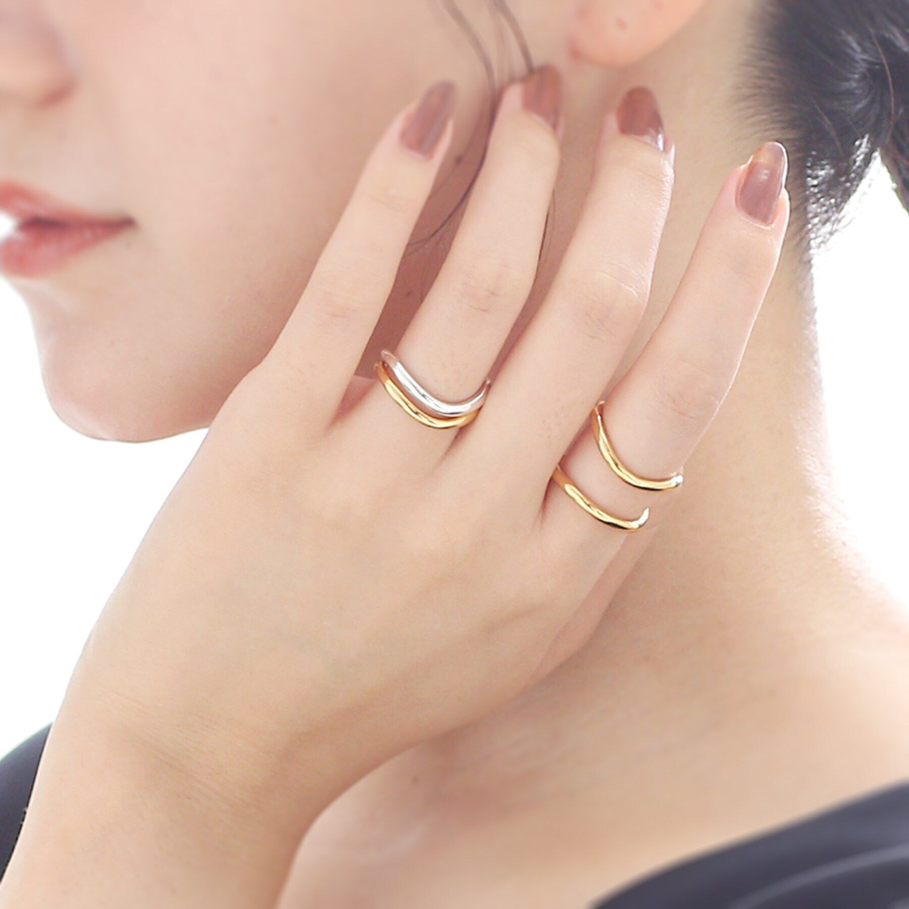 COCOSHNIK ONKITSCH「シルバー ラインリング カーブ」|リング|