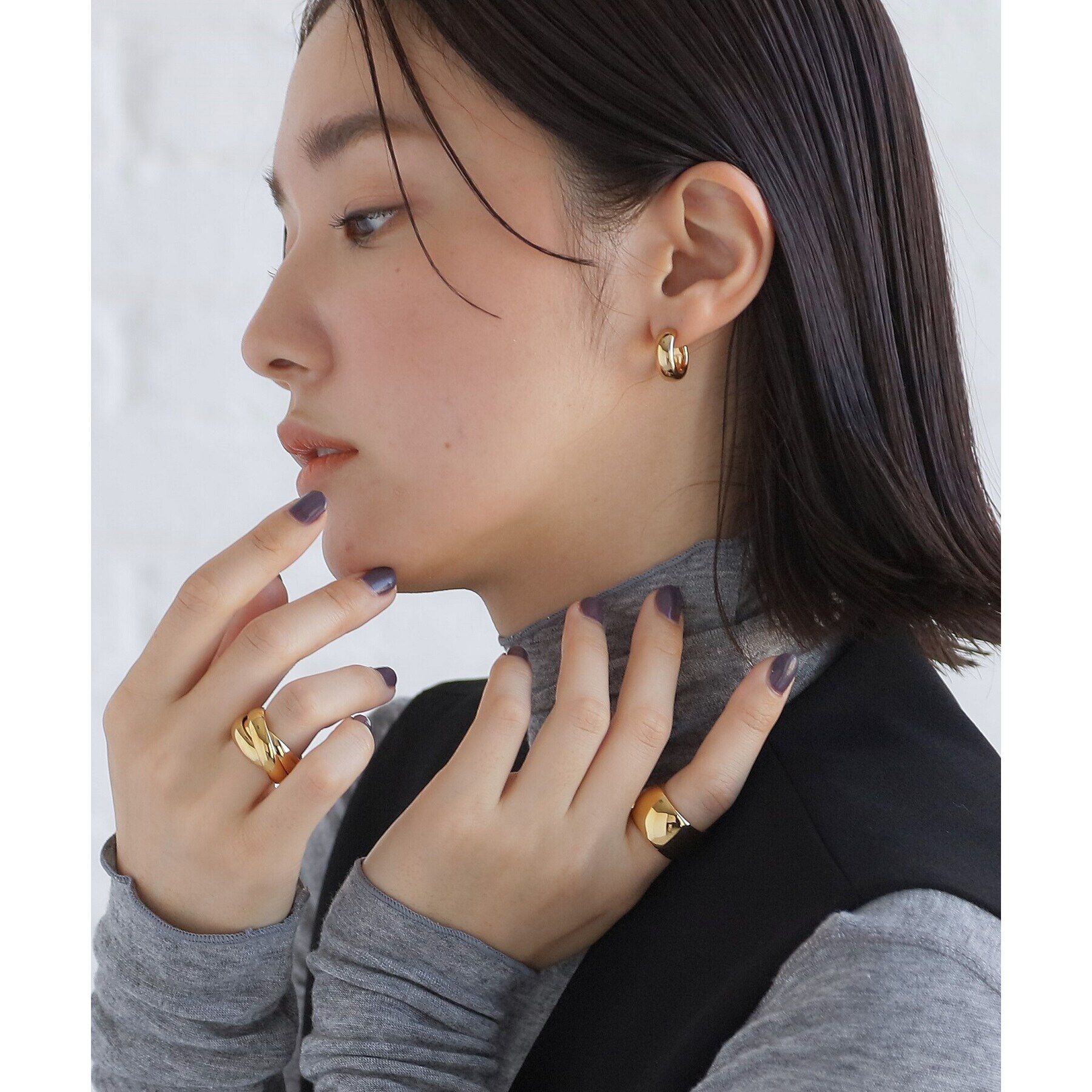 COCOSHNIK ONKITSCH「シルバー スモールフープ プランプピアス GP」|ピアス|