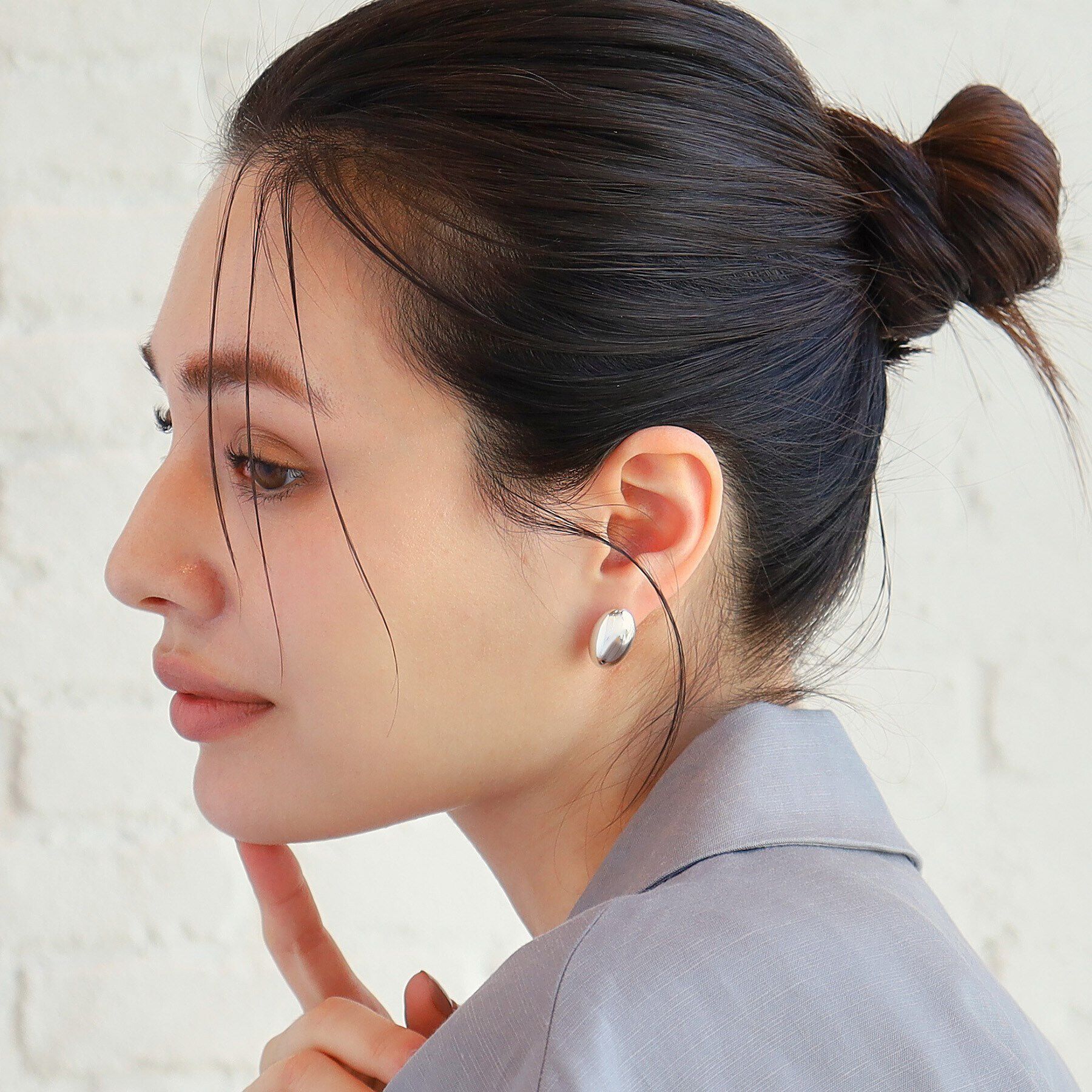 COCOSHNIK ONKITSCH「シルバー ホロウピアス オーバルスタッド」|ピアス|