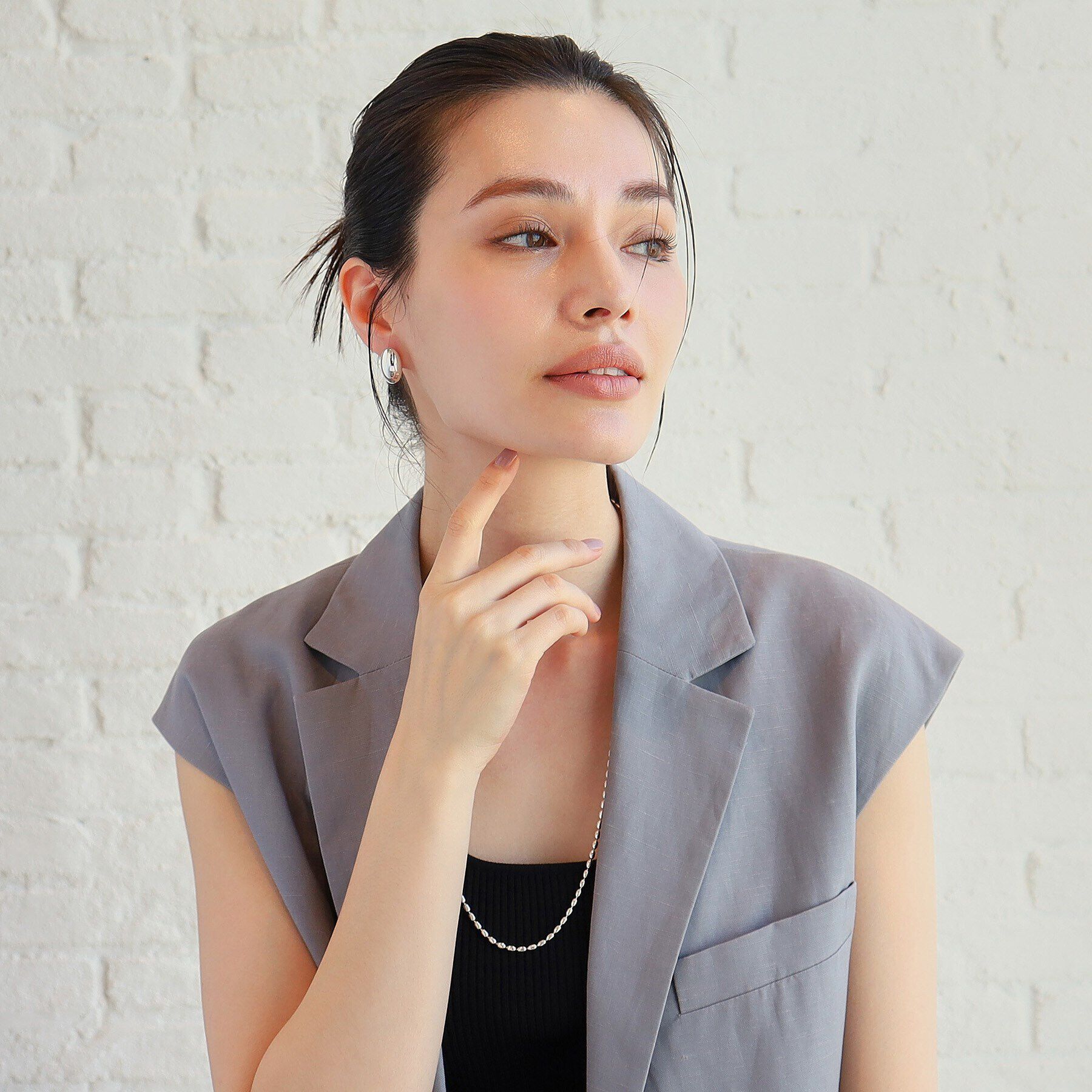 COCOSHNIK ONKITSCH「シルバー ホロウピアス オーバルスタッド」|ピアス|