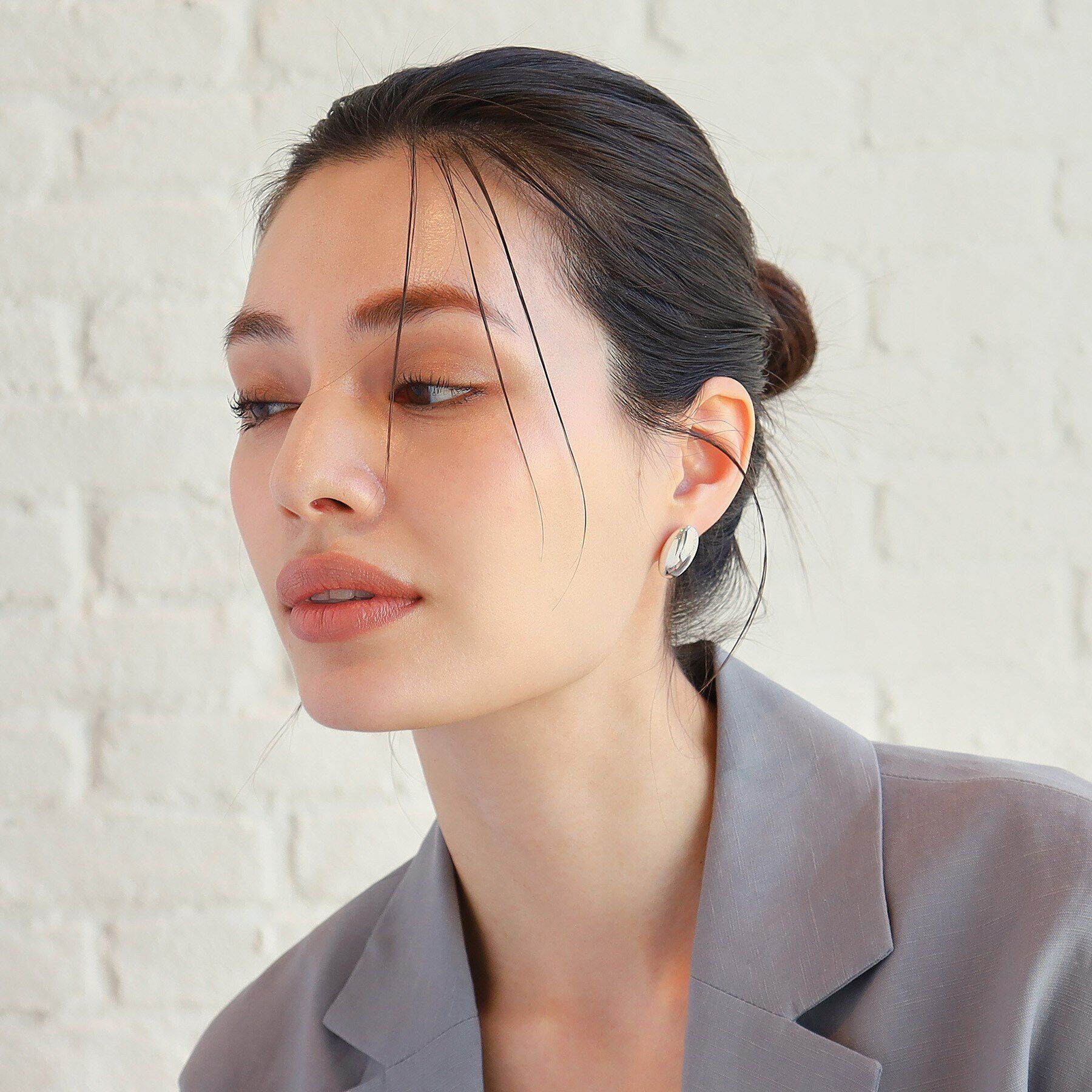 COCOSHNIK ONKITSCH「シルバー ホロウピアス オーバルスタッド」|ピアス|