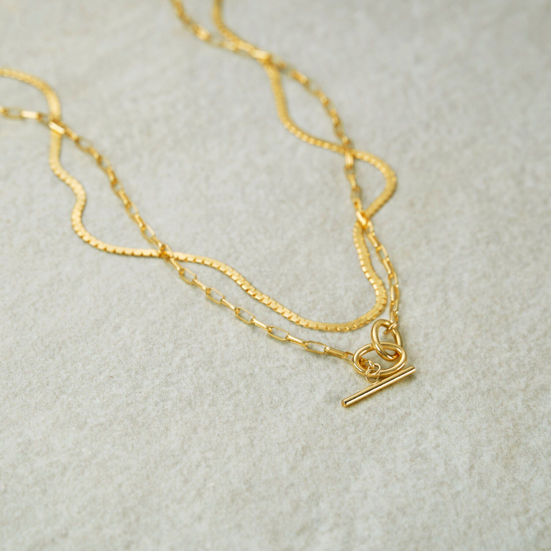 COCOSHNIK「K10ロングハーフラウンドダブルマンテル ネックレス」|ネックレス|