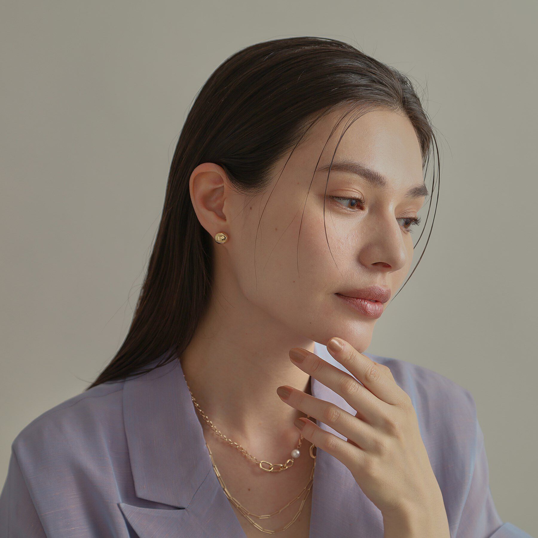 COCOSHNIK「K10中空オーバル ピアス」|ピアス|