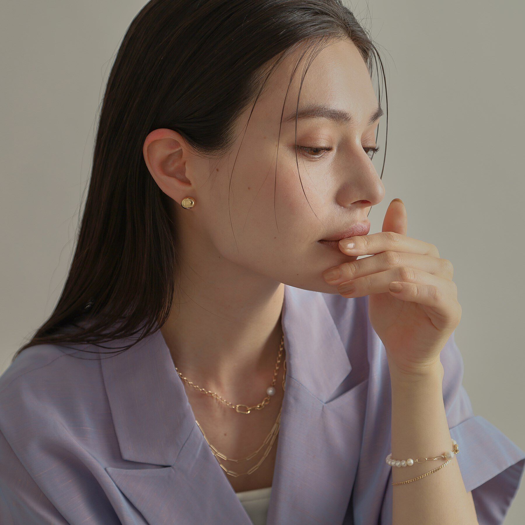 COCOSHNIK「K10中空オーバル ピアス」|ピアス|