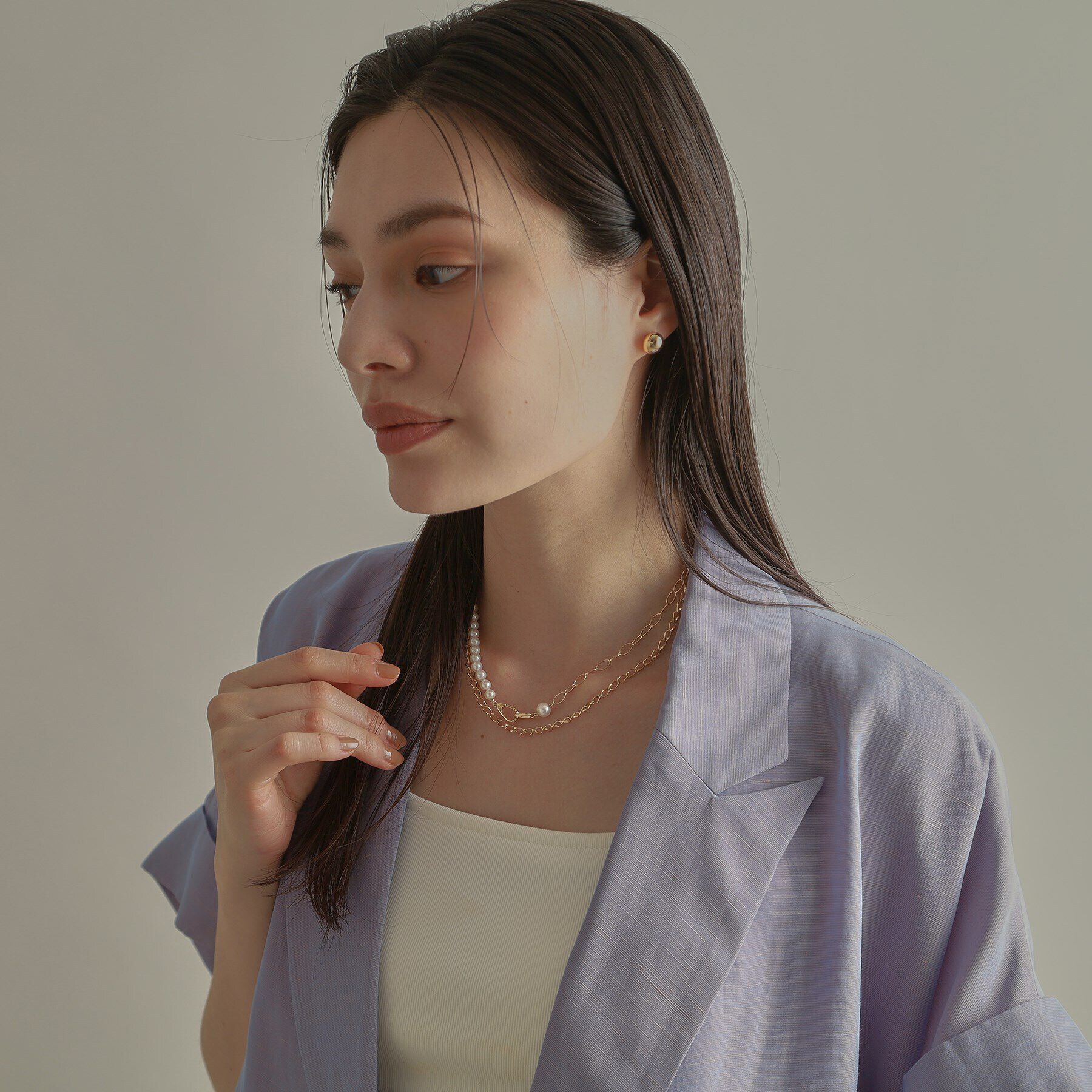 COCOSHNIK「K10中空オーバル ピアス」|ピアス|