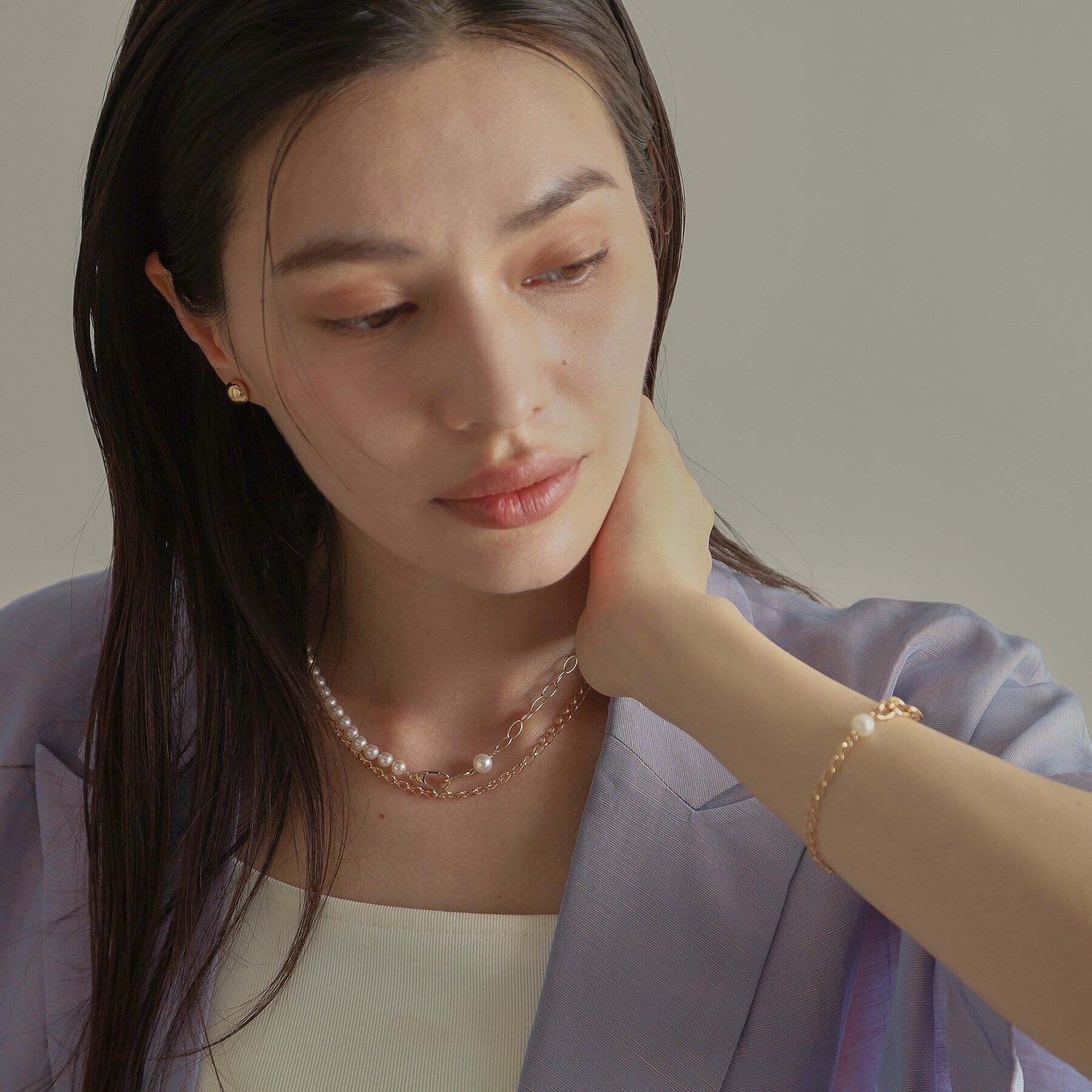 COCOSHNIK「K10中空オーバル ピアス」|ピアス|