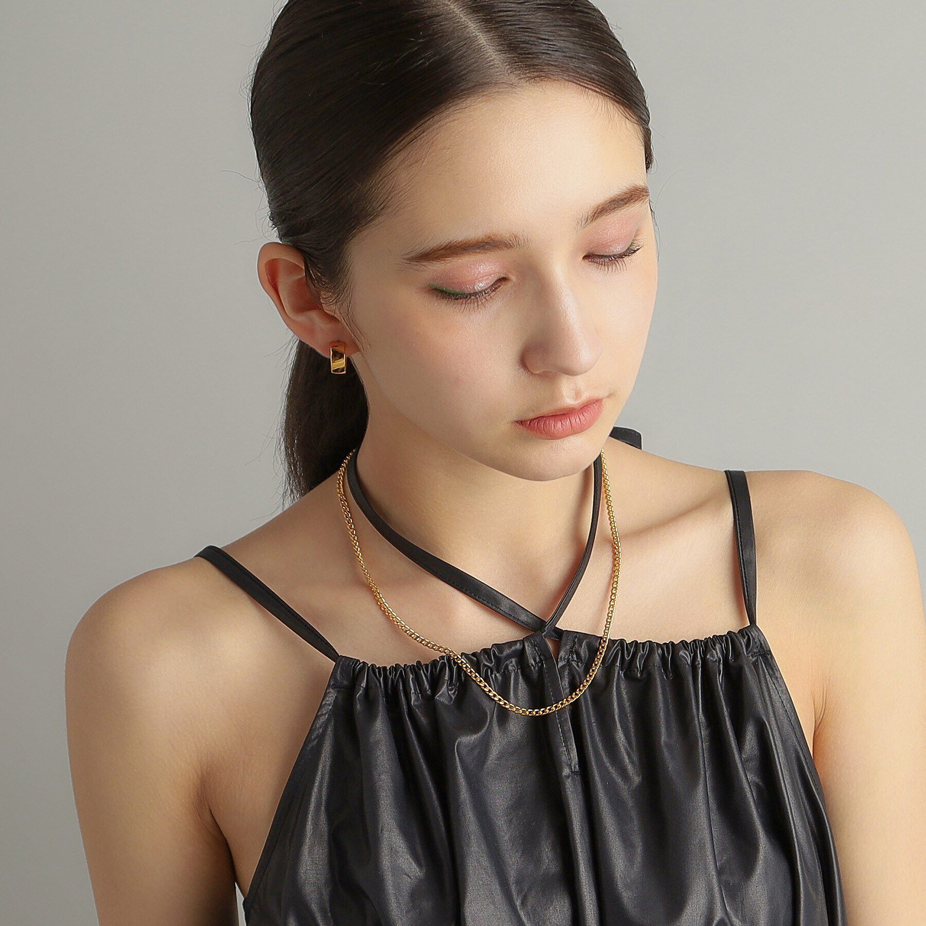 COCOSHNIK ONKITSCH「シルバー カーブチェーン スクエアマンテルネックレス GP」|ネックレス|