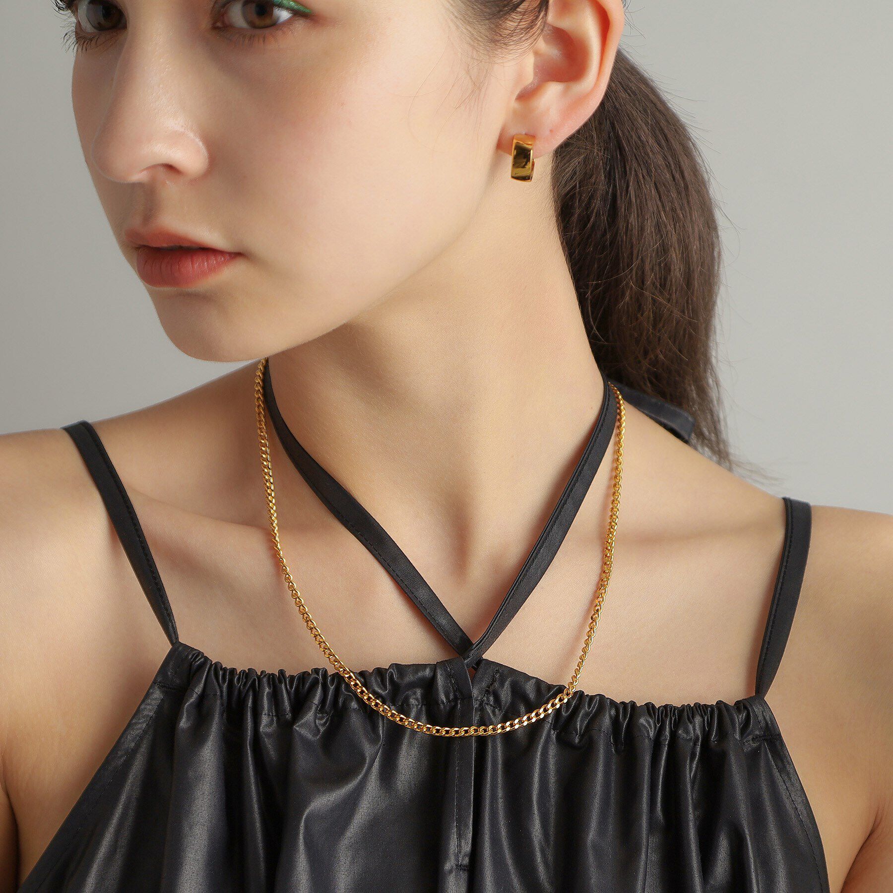 COCOSHNIK ONKITSCH「シルバー カーブチェーン スクエアマンテルネックレス GP」|ネックレス|