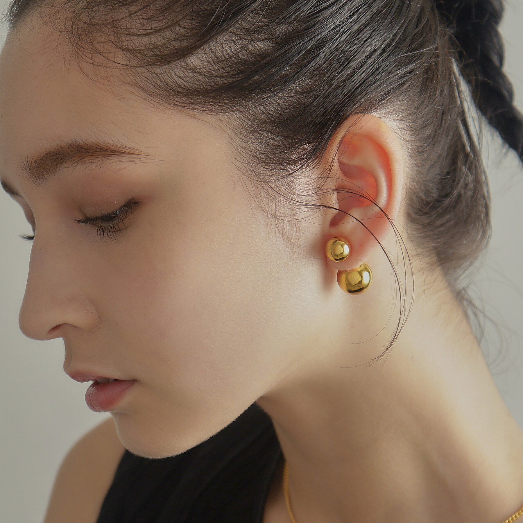 COCOSHNIK ONKITSCH「シルバー ホロウピアス ボール フロントバック GP」|ピアス|