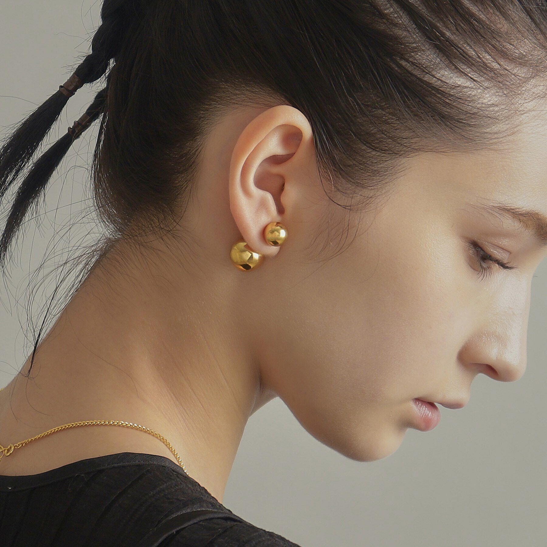 COCOSHNIK ONKITSCH「シルバー ホロウピアス ボール フロントバック GP」|ピアス|