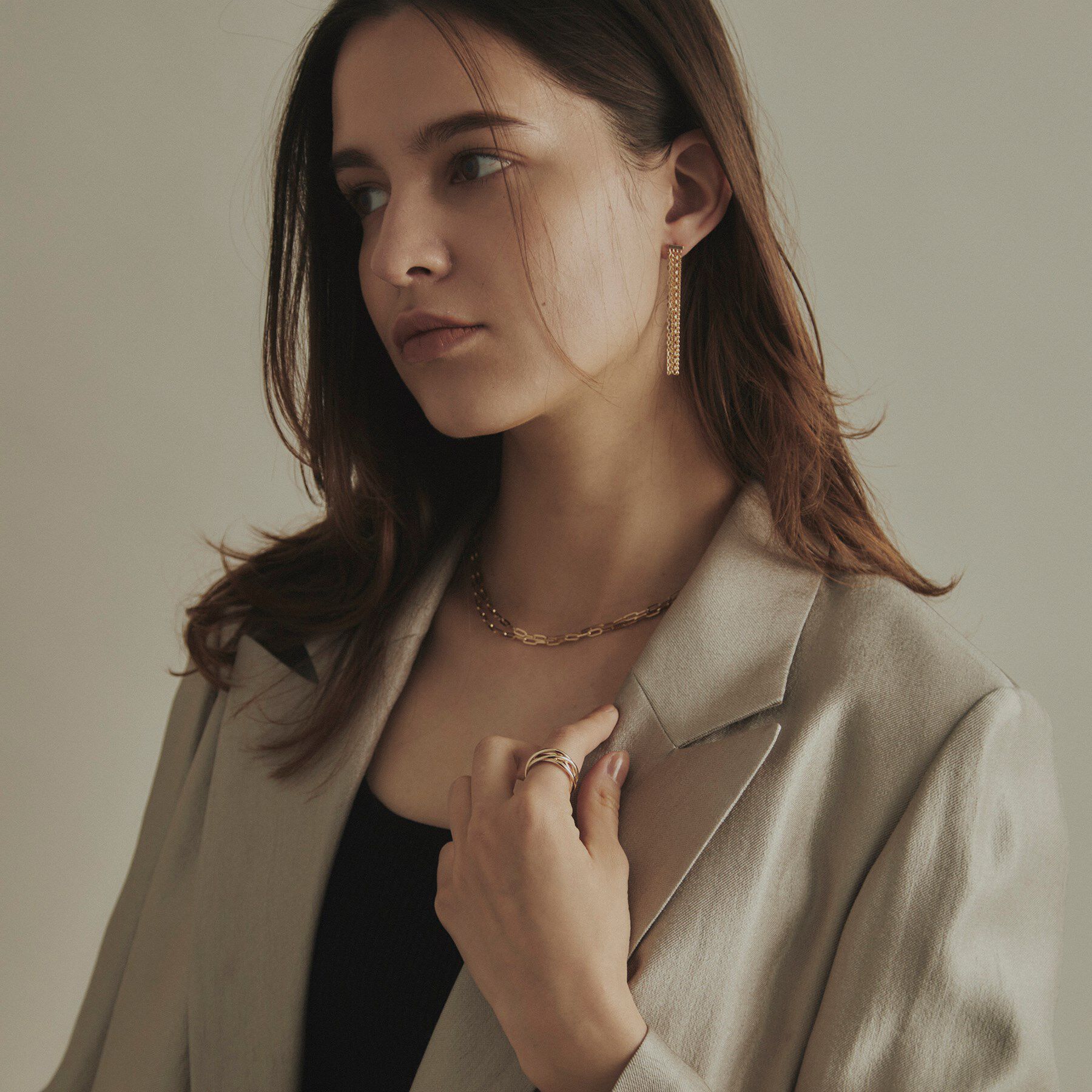 COCOSHNIK「K10中空プリムケーブルチェーン2連 ネックレス」|ネックレス|