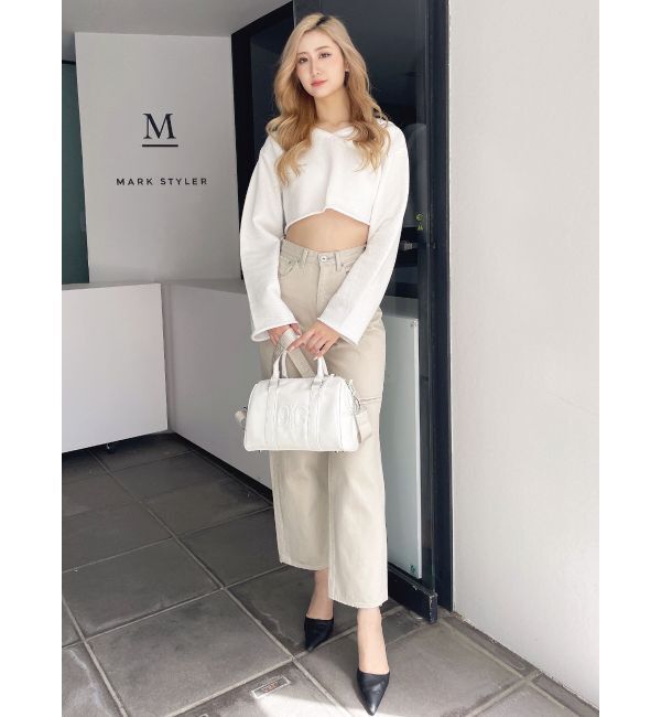 GYDA「ハイウエストfront and backダメージワイドデニムパンツ」|デニム|